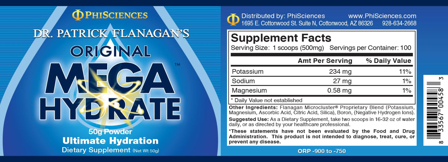 Phi Sciences Patrick Flanagan's Mega Hydrate Powder 1.76 Ounce