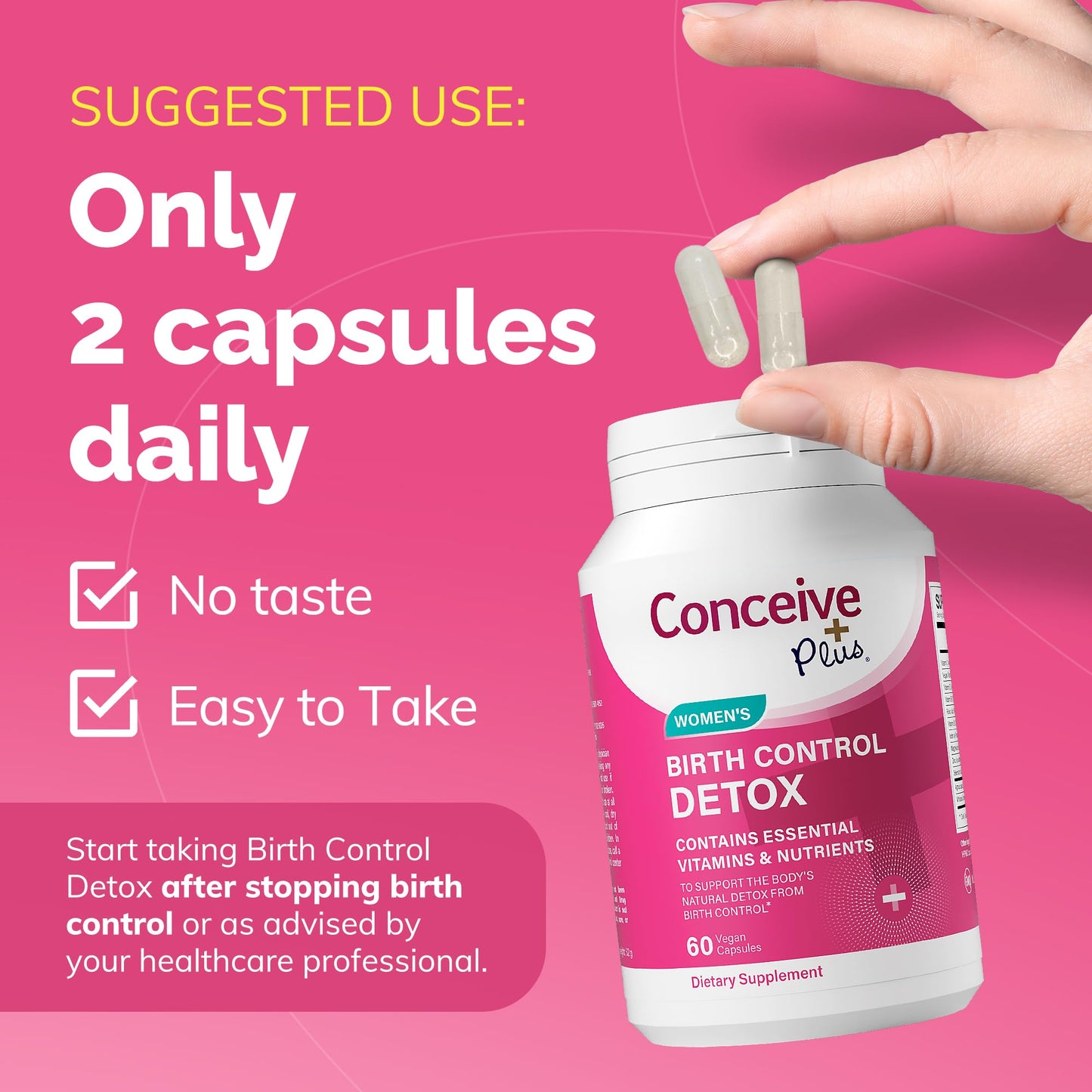 CONCEIVE PLUS Fertility Detox After Birth Control Prenatal Vitamins for Women Trying to Conceive, Antioxidants, Folic Acid, 60 Capsules