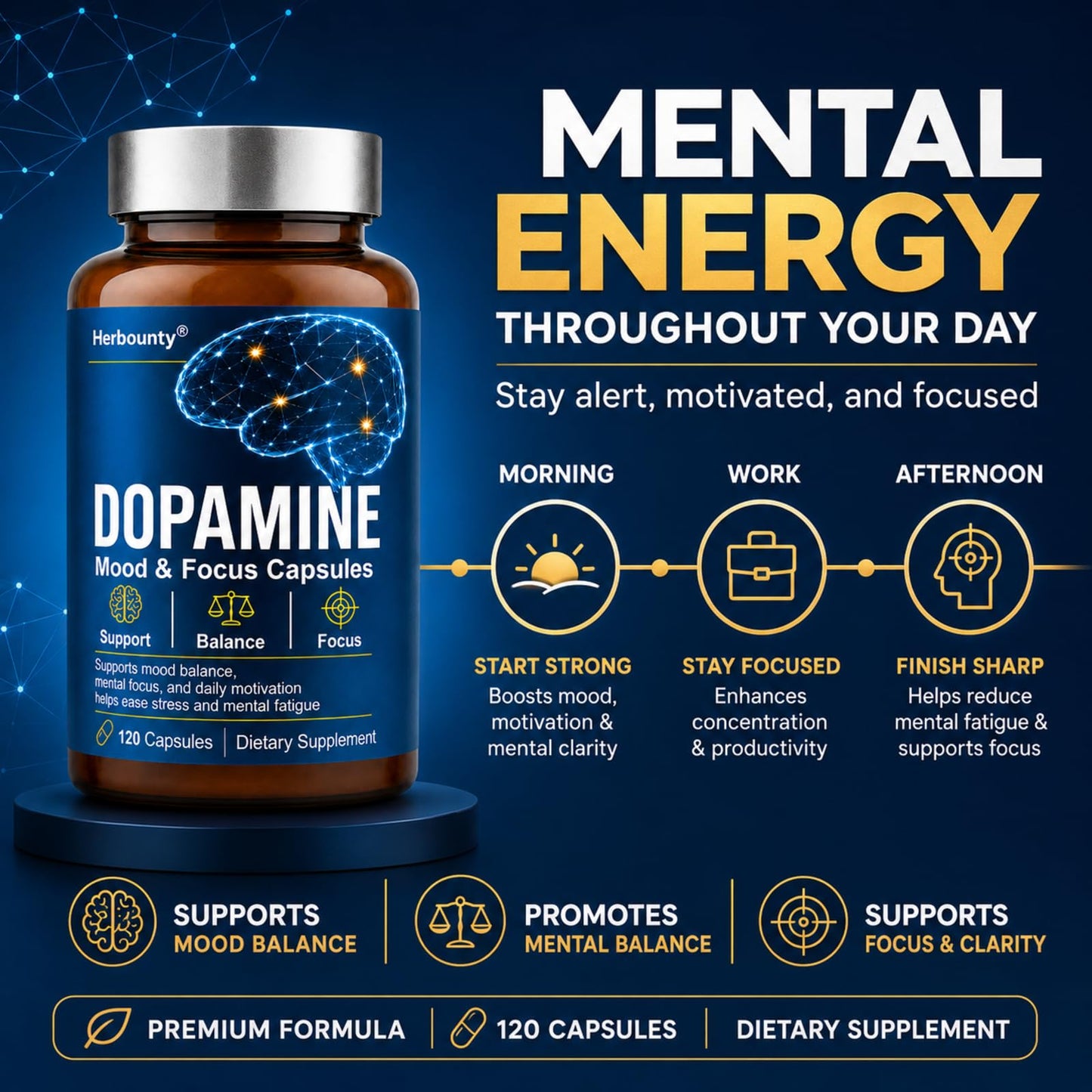 Herbounty Dopamine Brain Food Capsule 120 Count