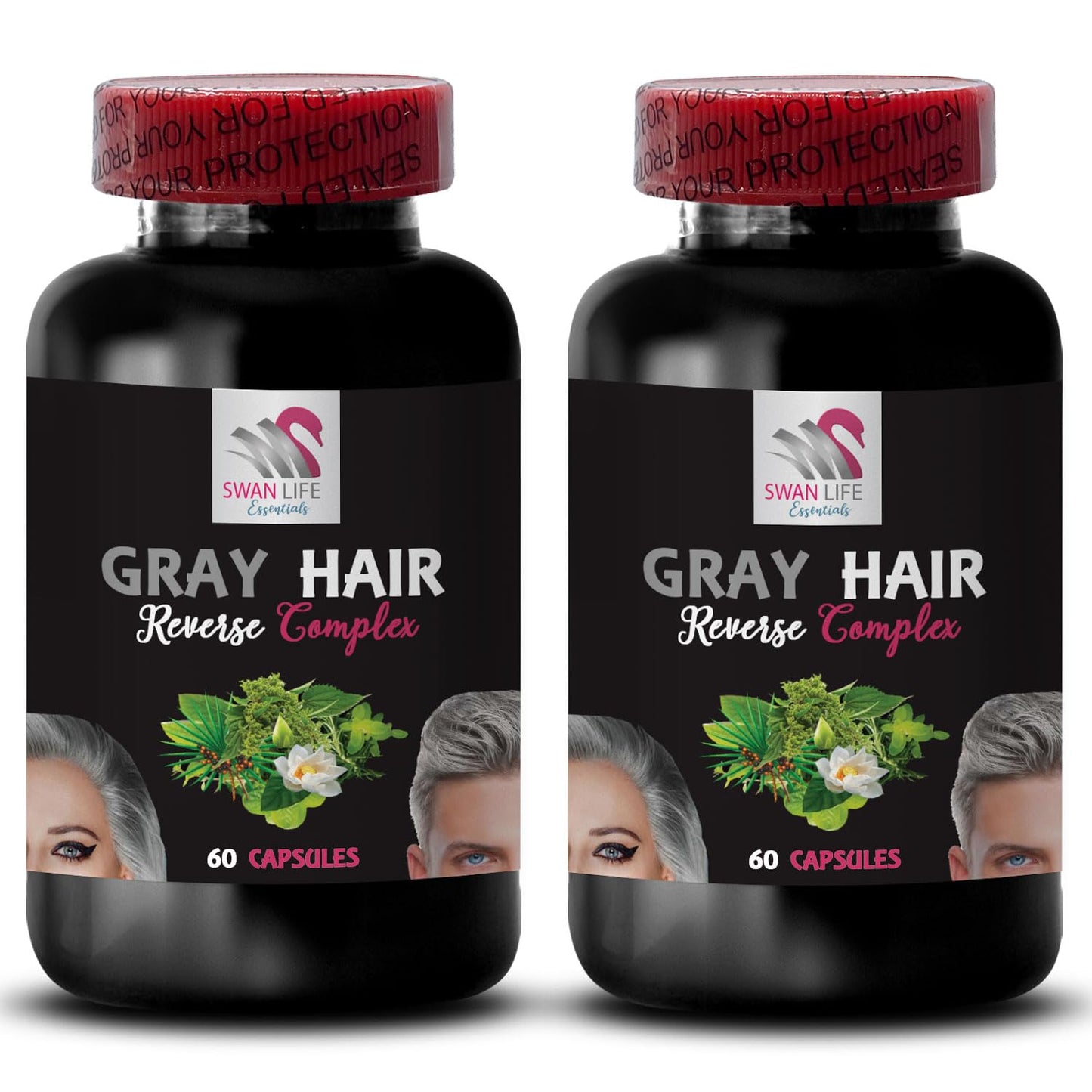 SWAN LIFE ESSENTIALS Biotin Gray Hair Reverse Hair Rejuvenation Capsule 2 Bottles