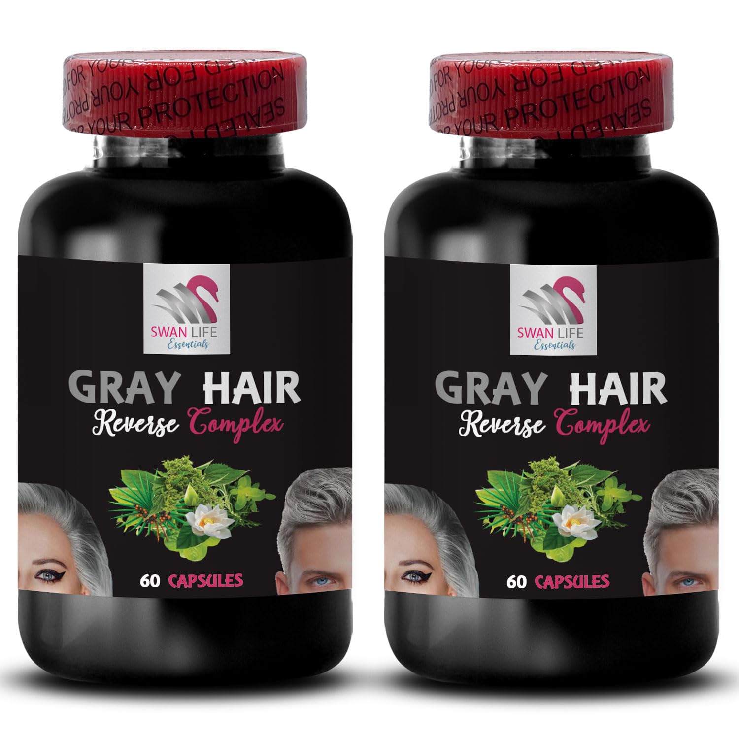 SWAN LIFE ESSENTIALS Biotin Gray Hair Reverse Hair Rejuvenation Capsule 2 Bottles