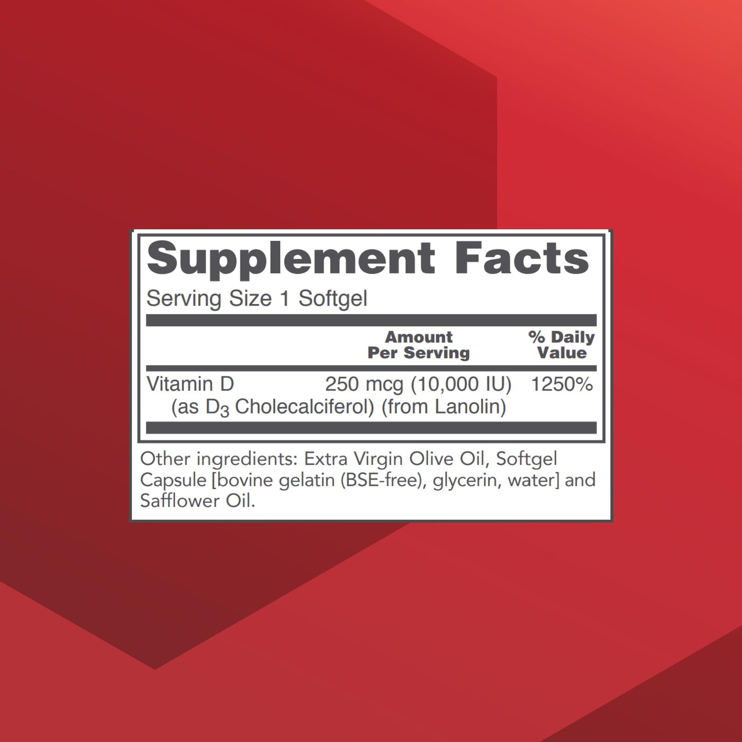 Protocol for Life Balance Vitamin D3 10,000 IU Softgels 120
