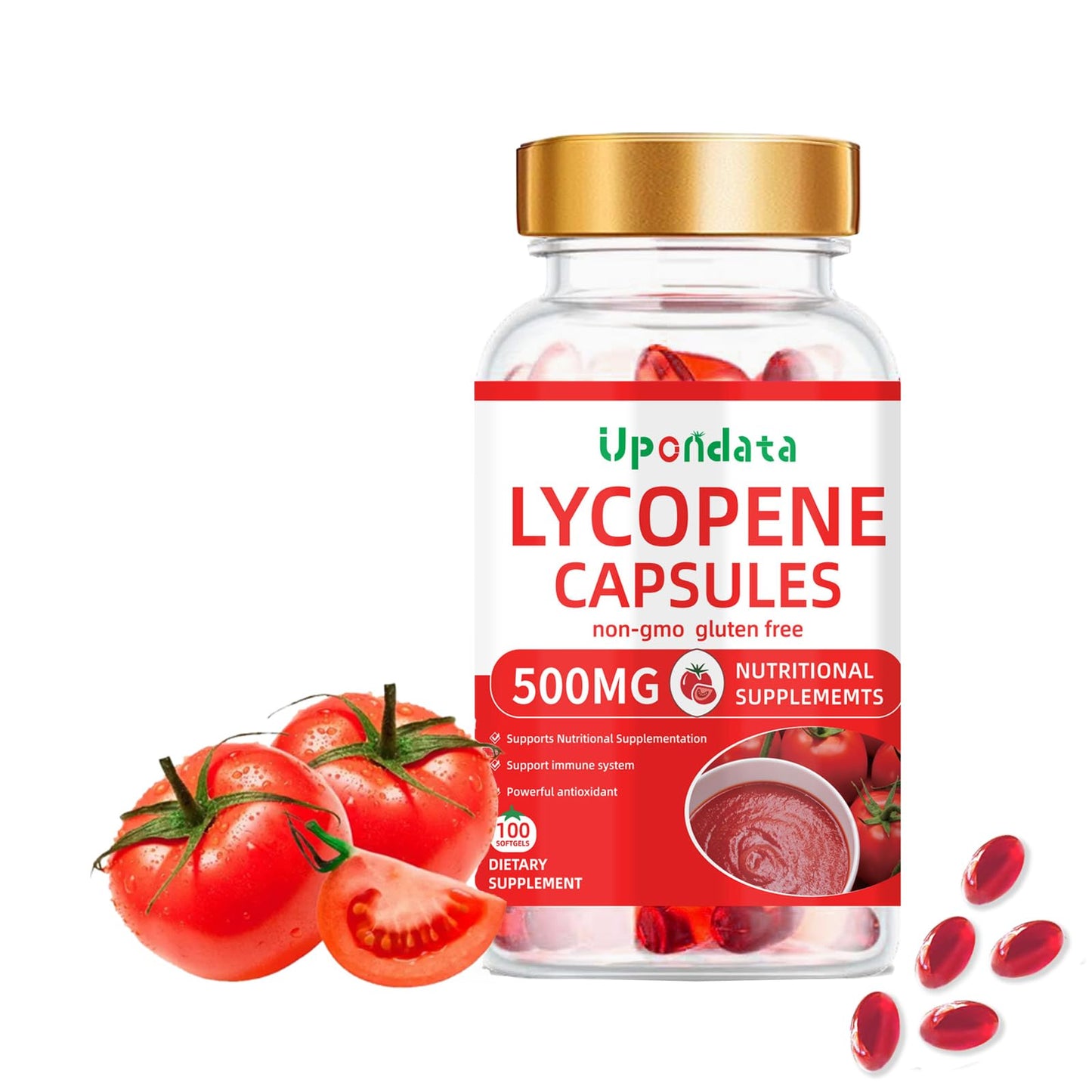 Upondata Lycopene Capsules 500mg, 100 Count