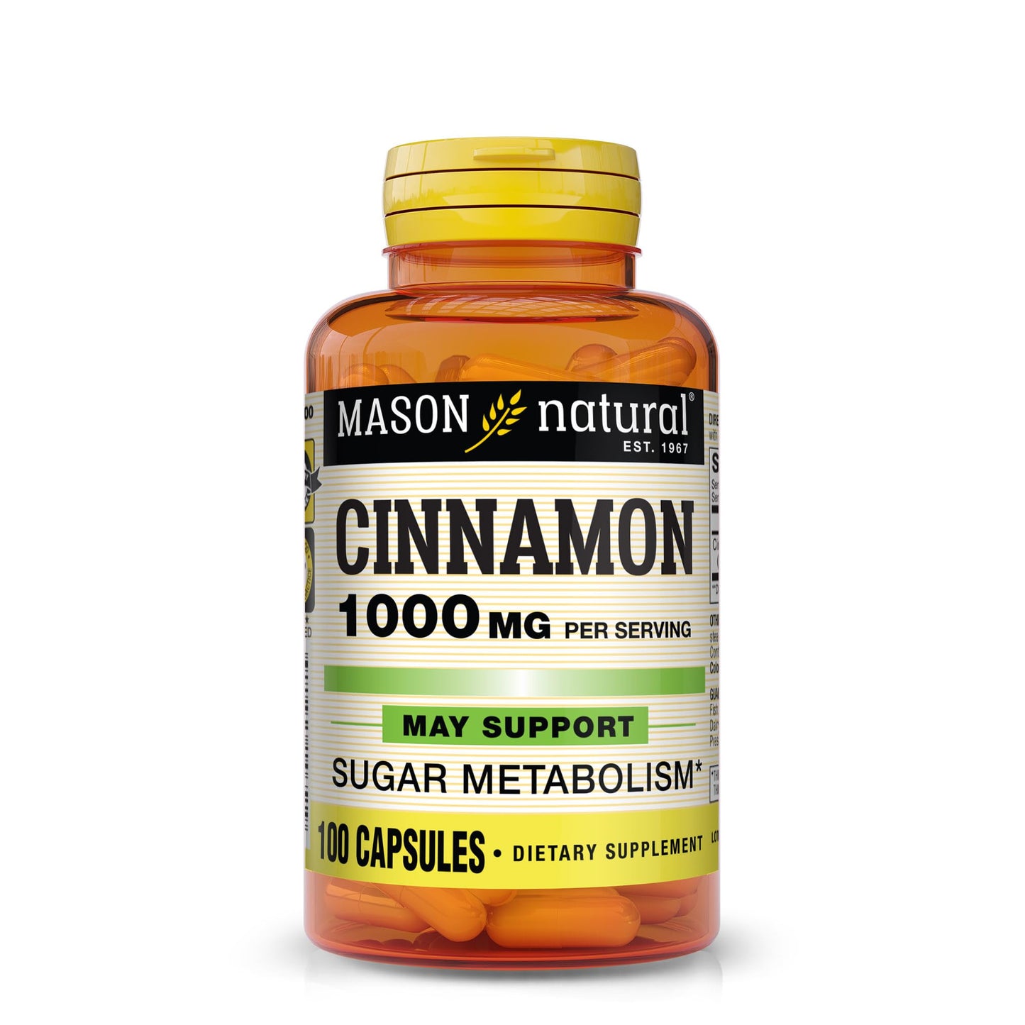 MASON NATURAL Cinnamon 1000 mg Natural Dietary Supplement Capsules, 100 Capsules