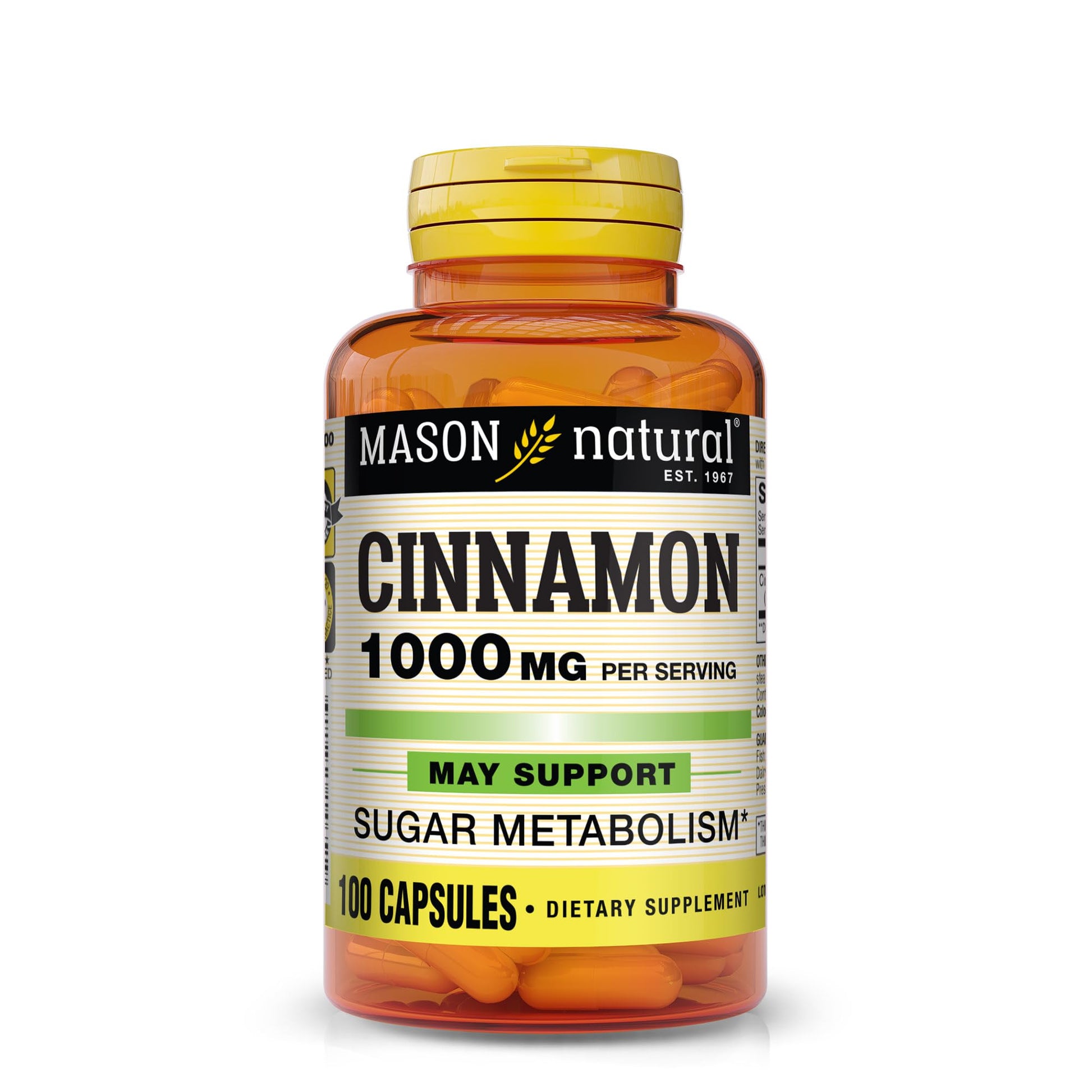 MASON NATURAL Cinnamon 1000 mg Natural Dietary Supplement Capsules, 100 Capsules