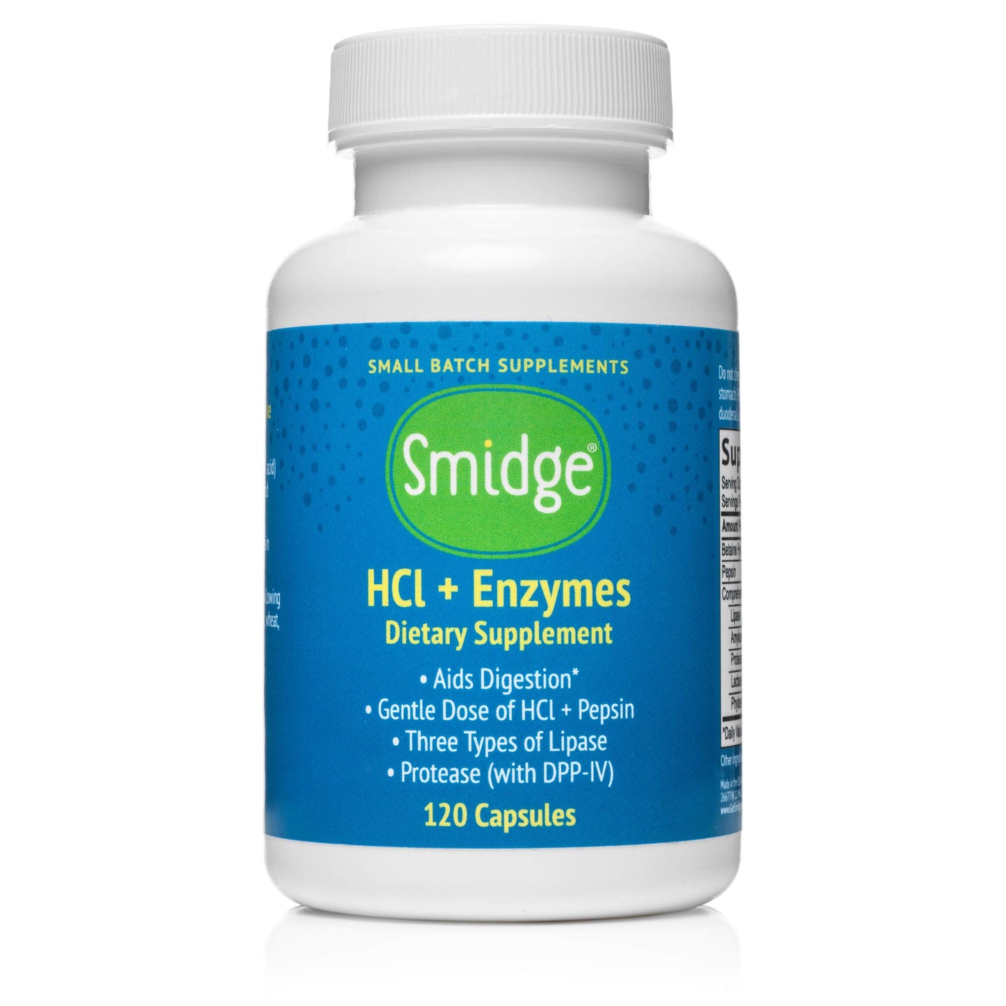 Smidge HCl + Enzymes – Digestion Capsules, 120 Capsules