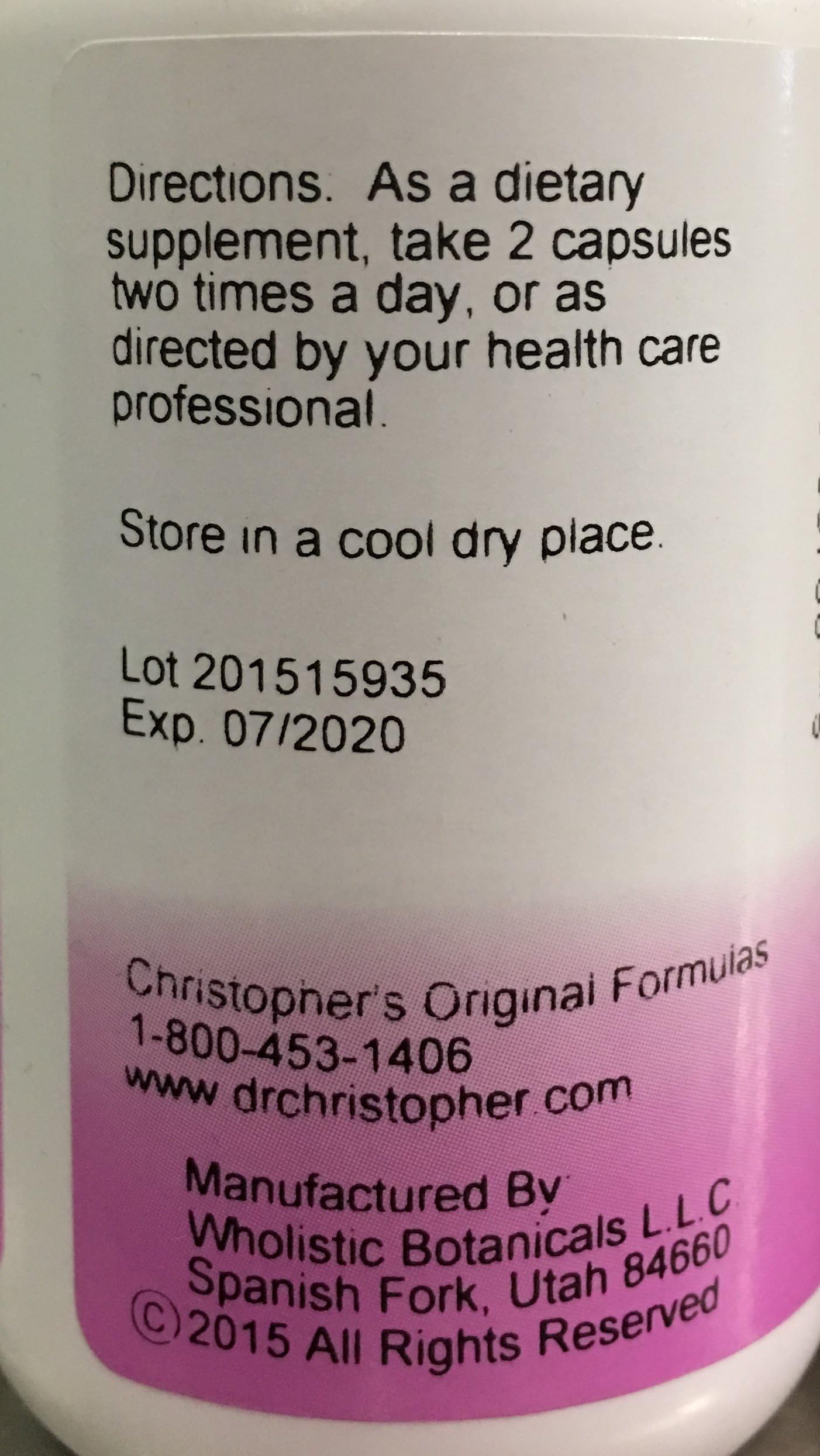 Christopher's Original Formulas Red Raspberry Leaves 450 mg Capsules 100 Vegetarian Capsules
