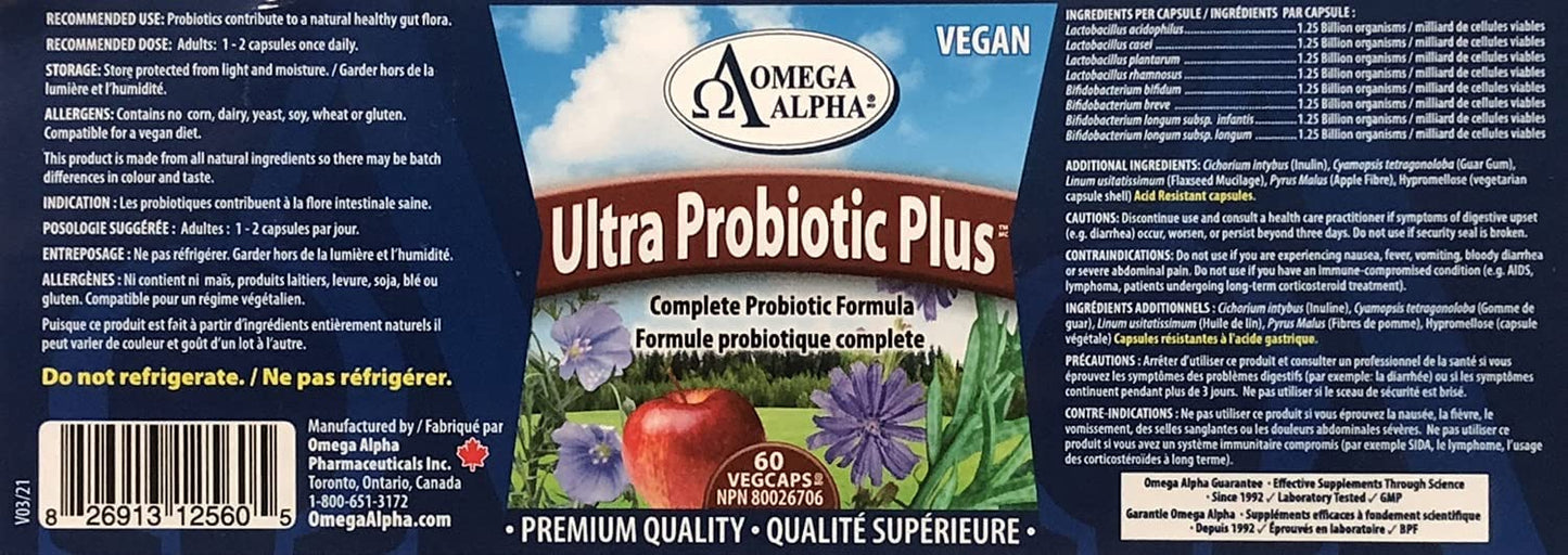Omega Alpha Ultra Probiotic Plus Capsules, 60 Capsules
