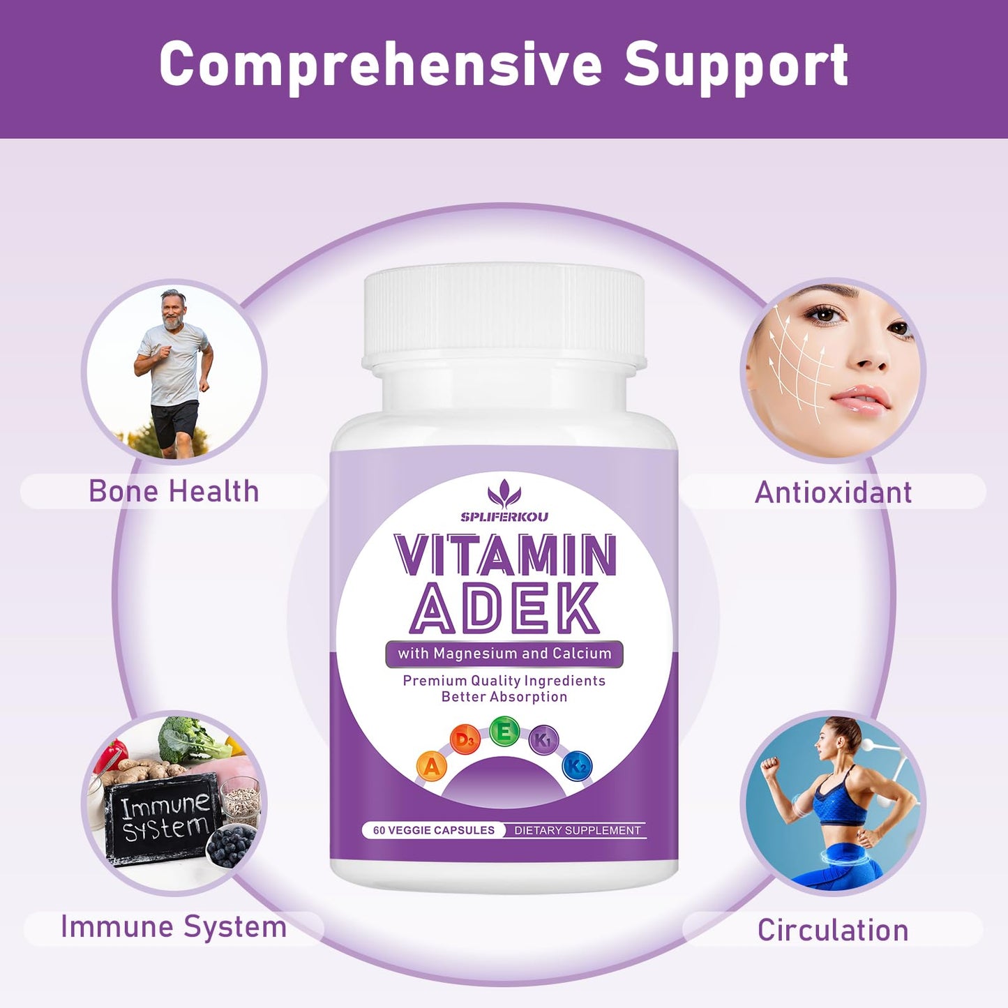 Spliferkou ADEK Vitamins Supplement Capsule, 180 Capsules