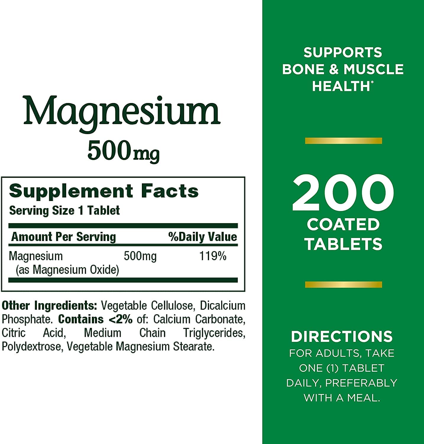 Nature's Bounty Magnesium, Bone and Muscle Health Tablets 400 Count