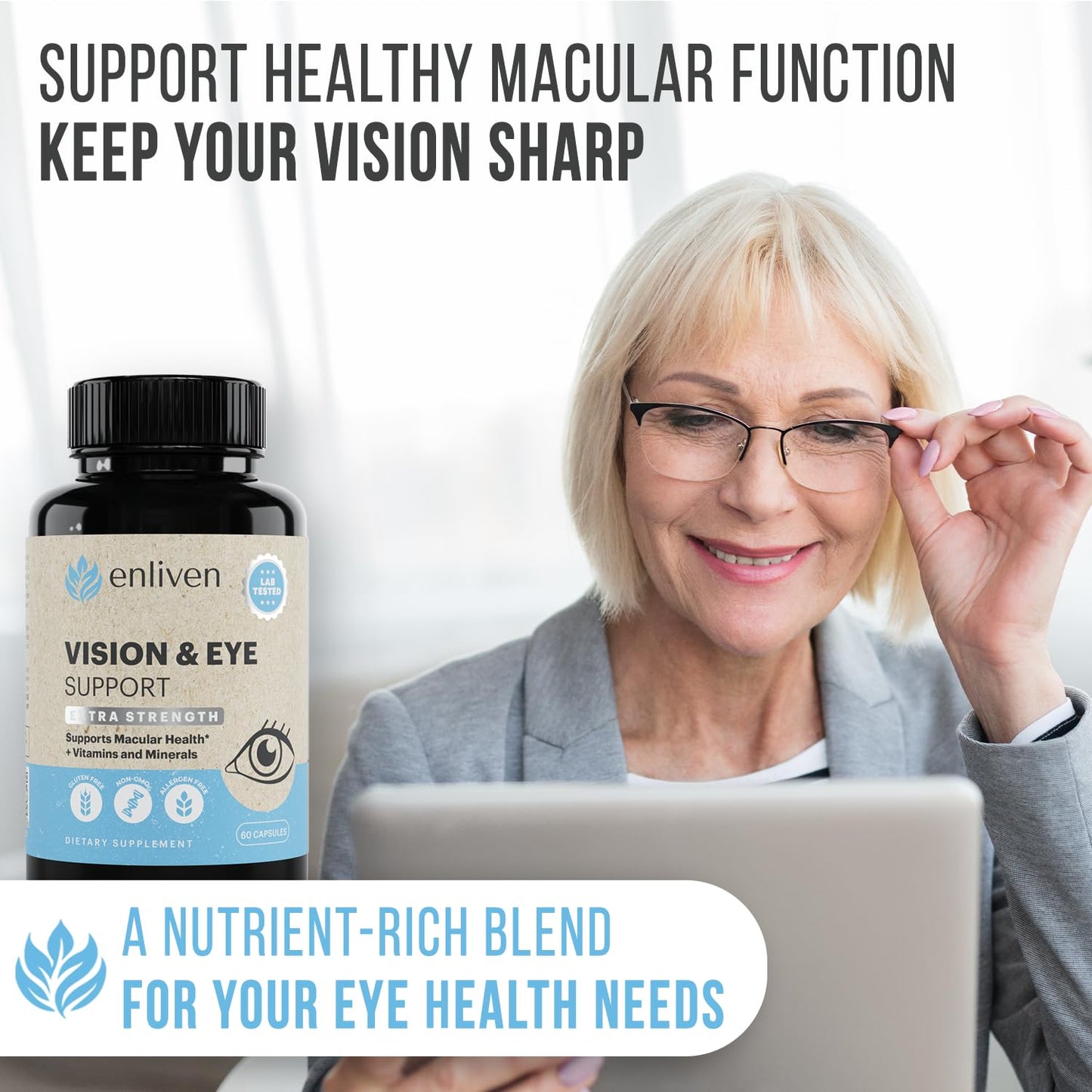 enliven Lutein and Zeaxanthin Eye Health Supplement 60 Capsules