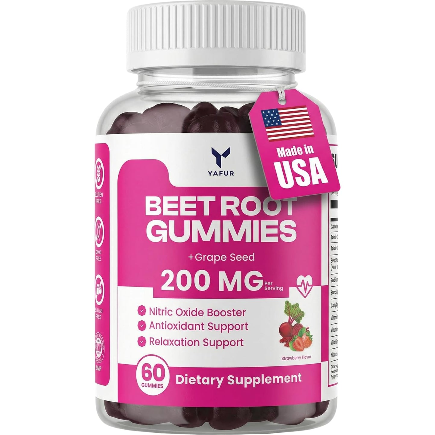 Yafur LLC Beet Root Gummies for Blood Pressure Support Gummy, 60 Count