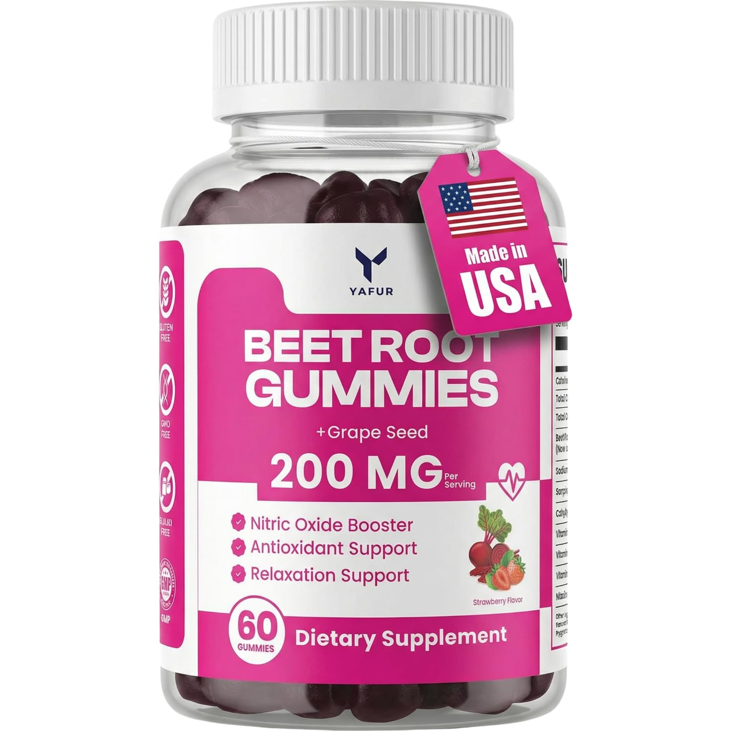 Yafur LLC Beet Root Gummies for Blood Pressure Support Gummy, 60 Count
