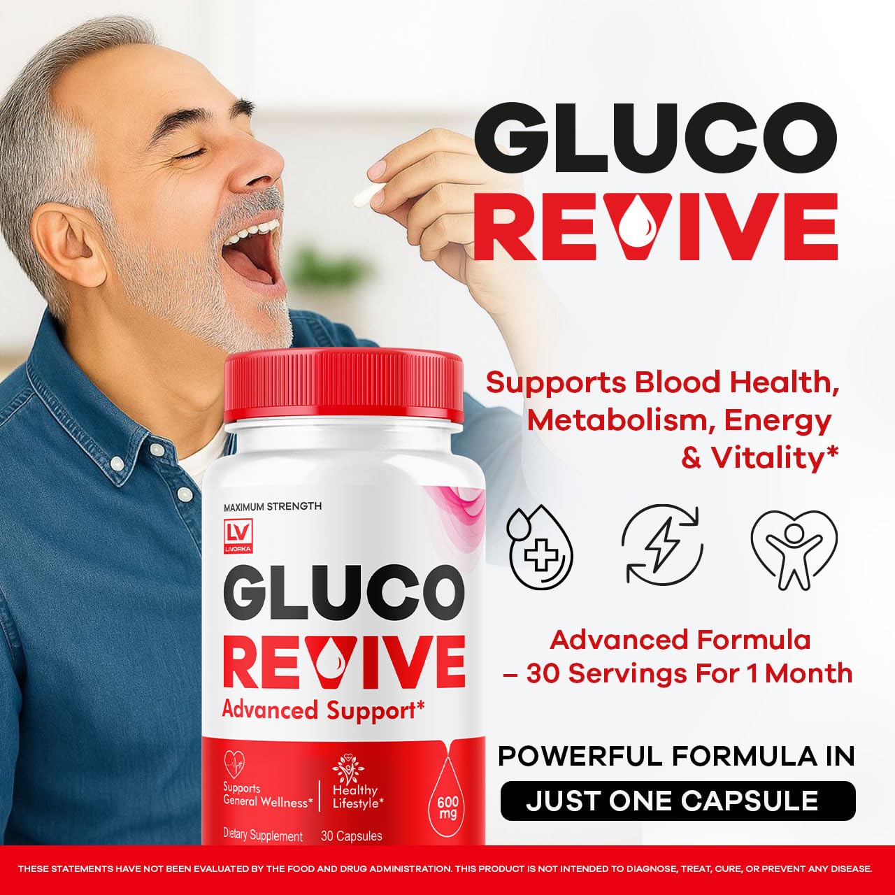 LIVORKA Gluco Revive Capsules, 30 Count