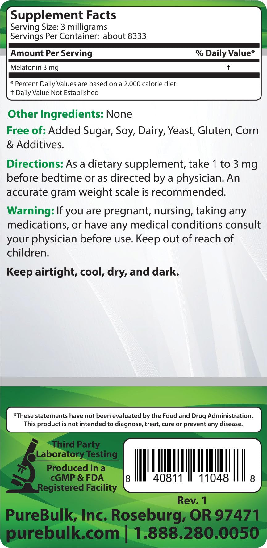 PureBulk Melatonin Powder 0.88 Ounce