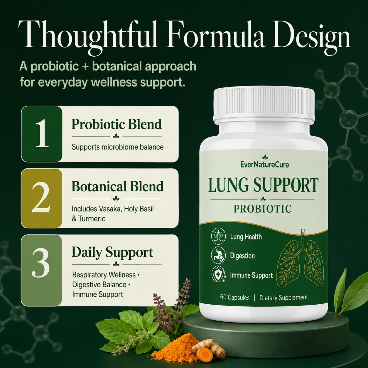 EVERNATURECURE Lung Support Probiotic Capsule, 1 Count