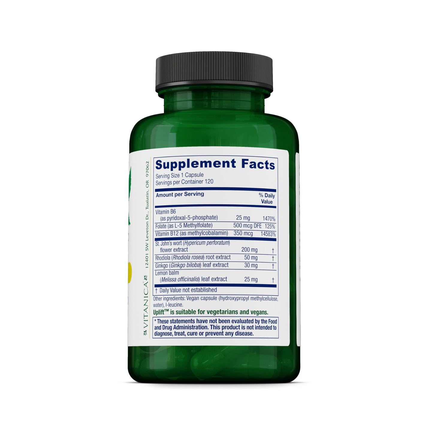 Vitanica Uplift, Mood and Emotional Support Capsule, 120 Capsules