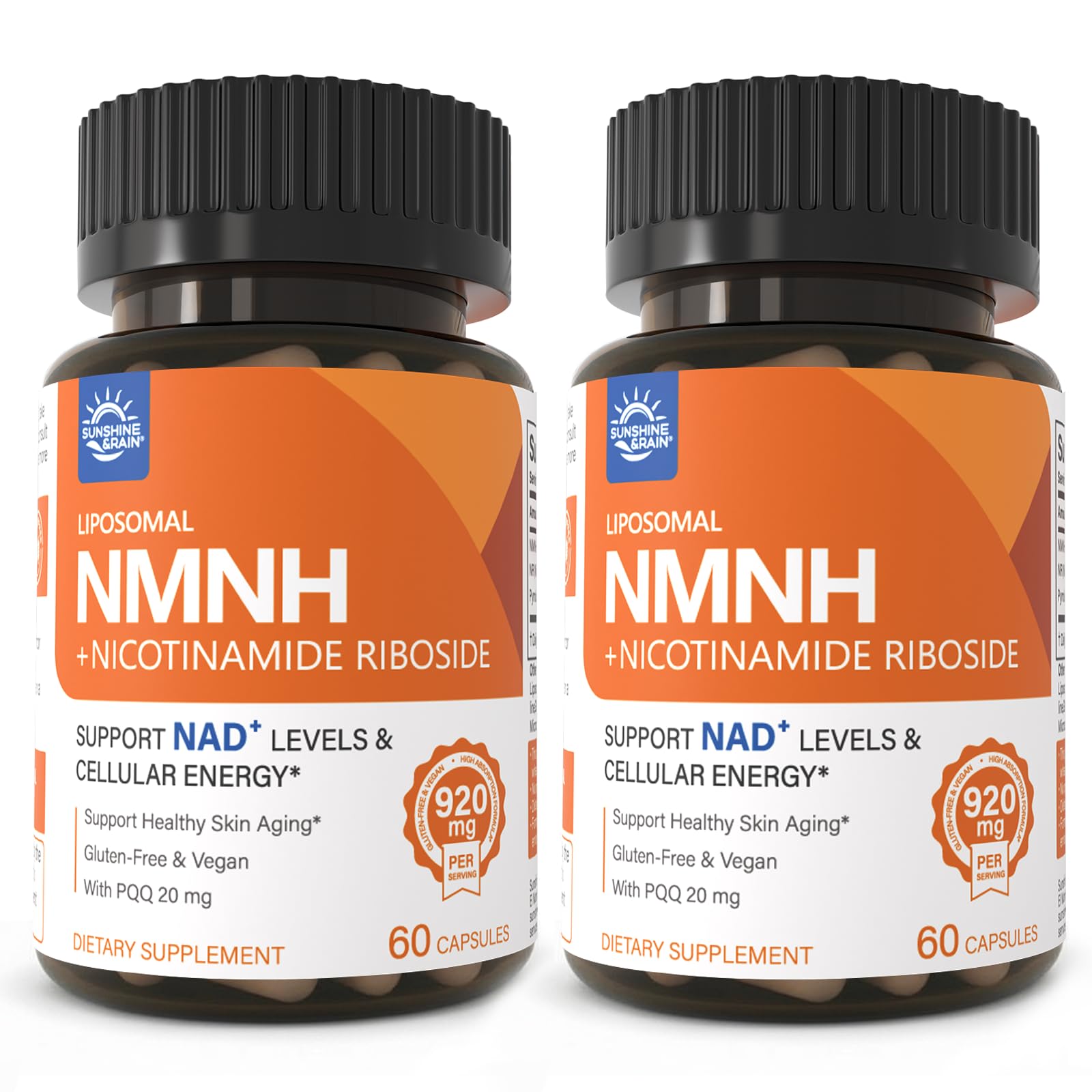 Sunshine & Rain Steady Energy Without Caffeine Crashes – Liposomal NMNH + NR + PQQ NAD⁺ Support Capsules for Cellular Energy, Focus & Healthy Aging, 120 Capsules