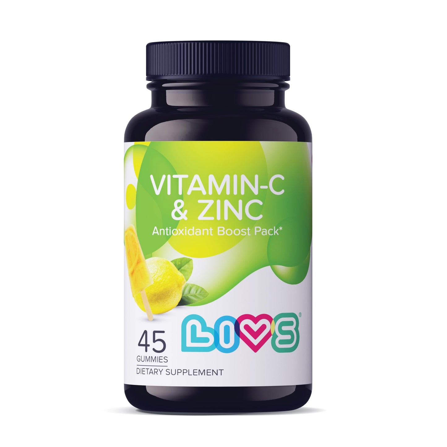 LIVS Vitamin C & Zinc Gummies, 125 mg Vitamin C & 20 mg Zinc per Dose, 45 Count
