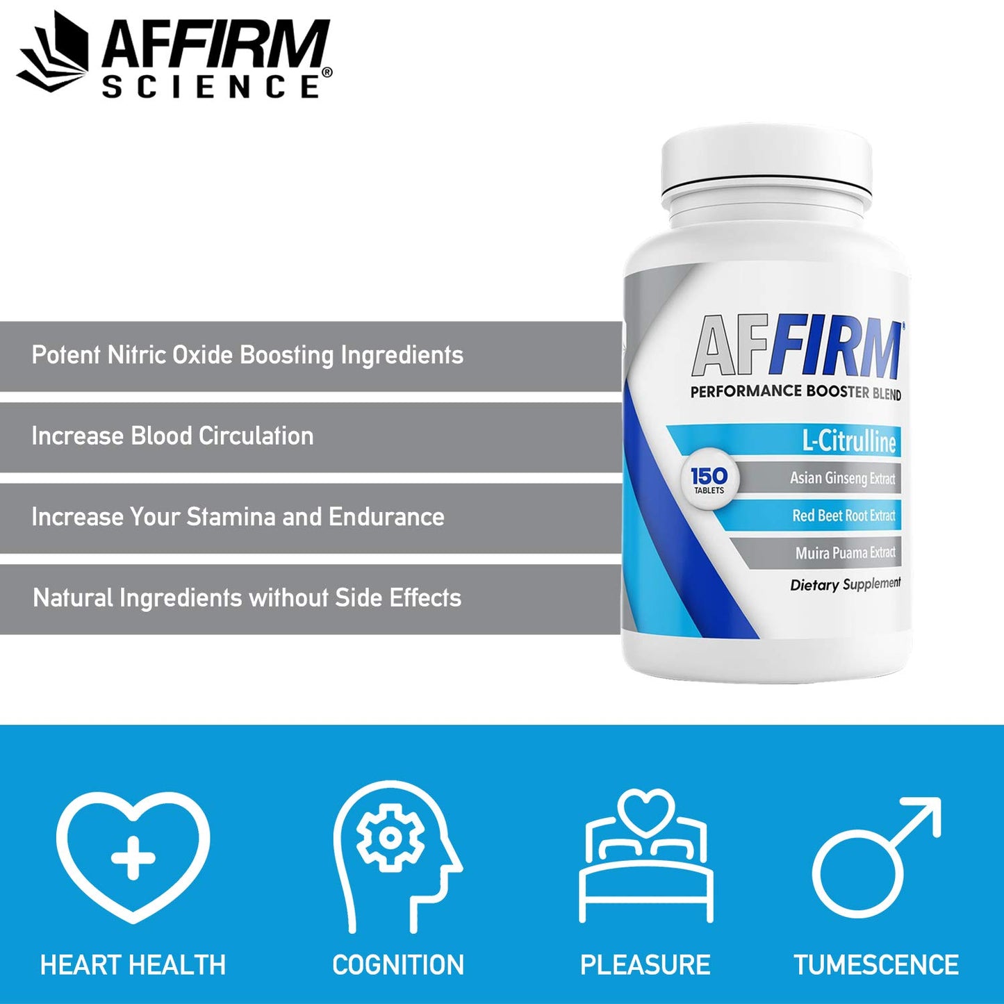 Affirm L-Citrulline Dietary Supplement 750mg Tablet, 150 Tablets