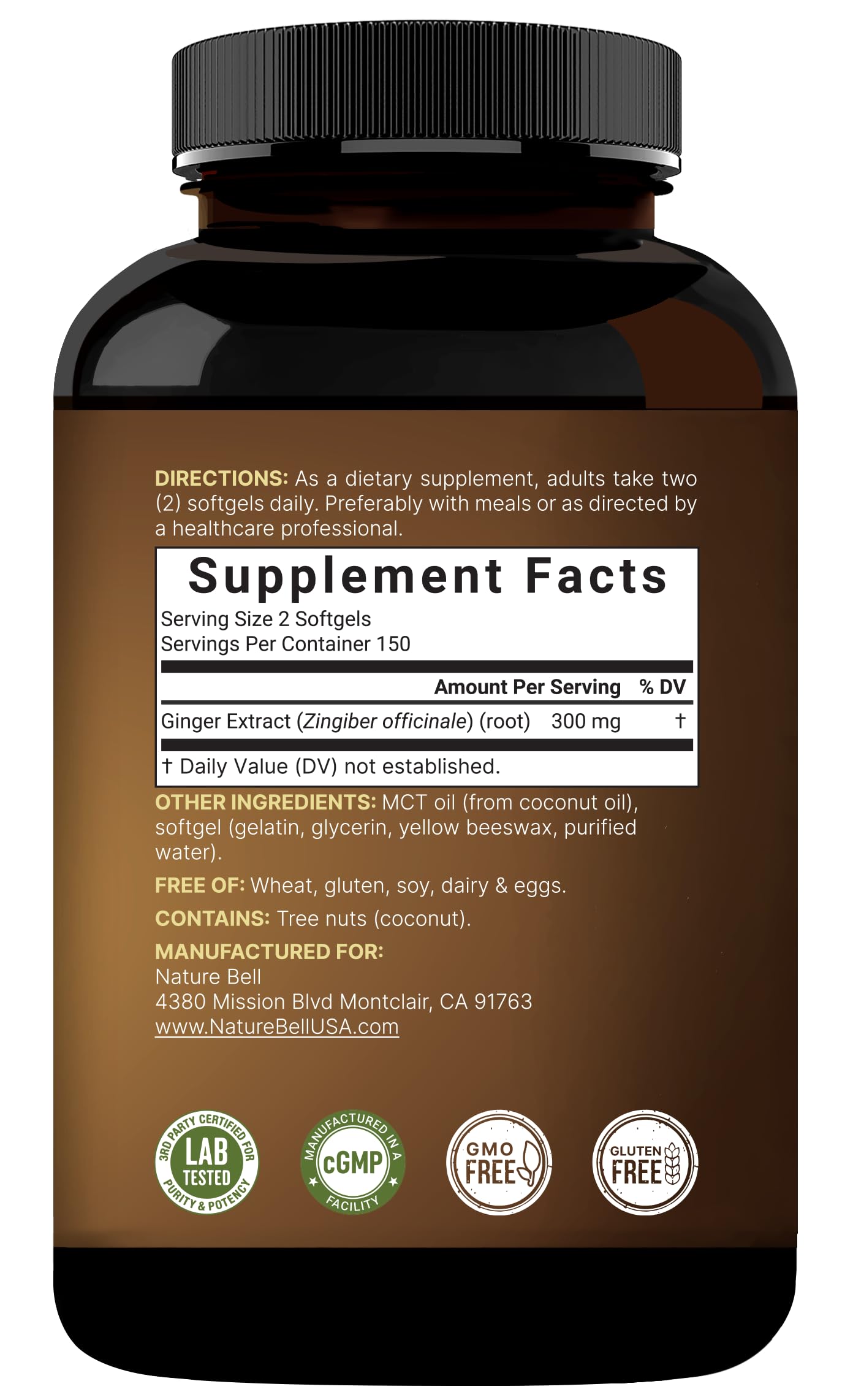 NatureBell Ginger Root Extract with MCT Oil Softgels 300