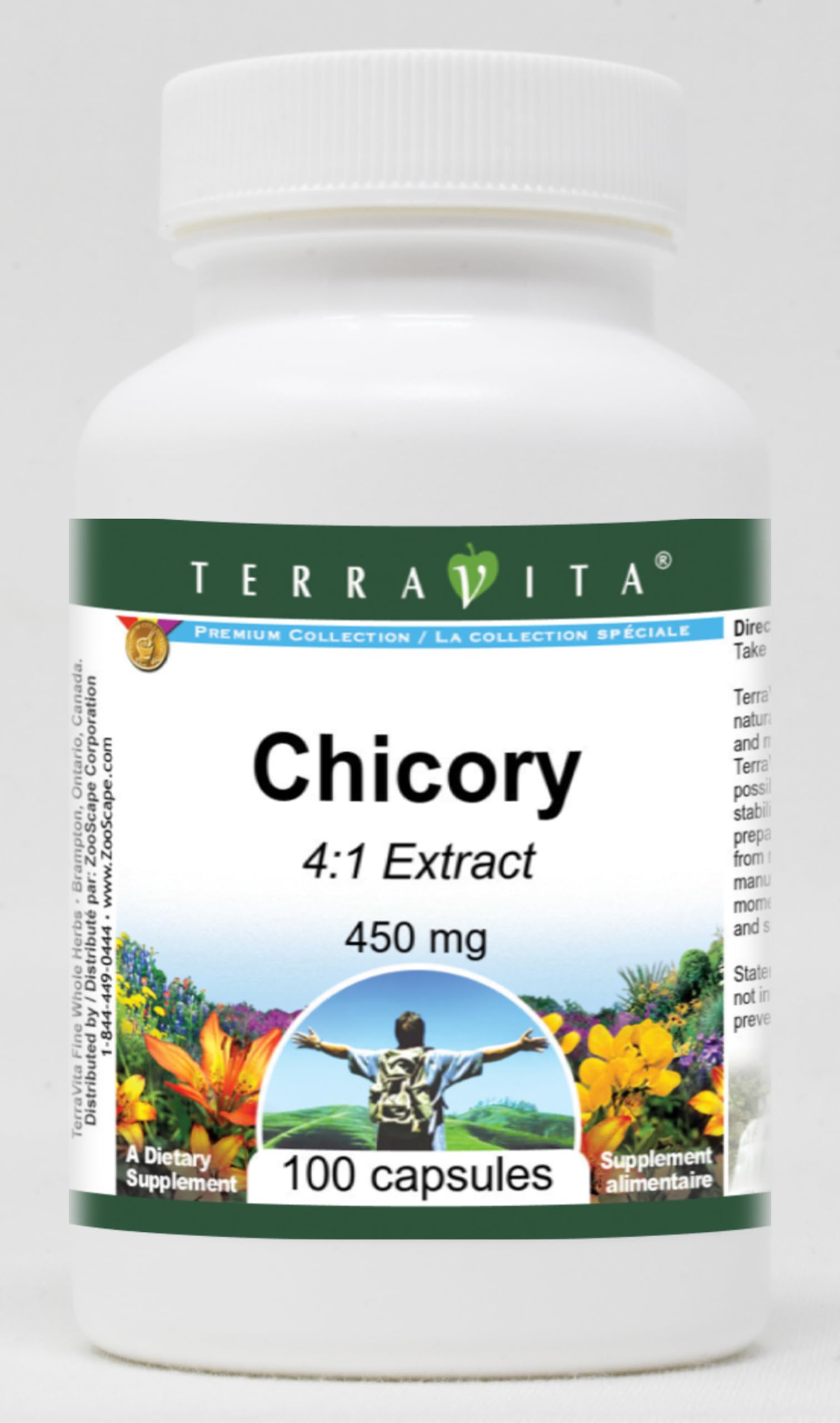 Terravita Chicory 4:1-450 mg Capsules, 100 Count