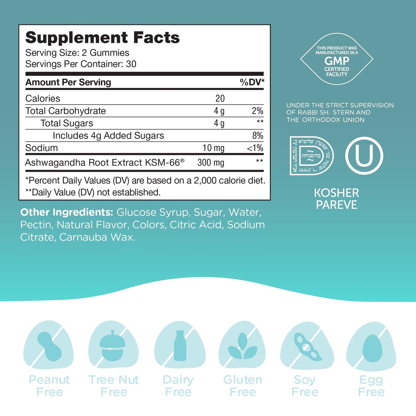 Zahler Ashwagandha Gummies 260mg Serving, 60 Count
