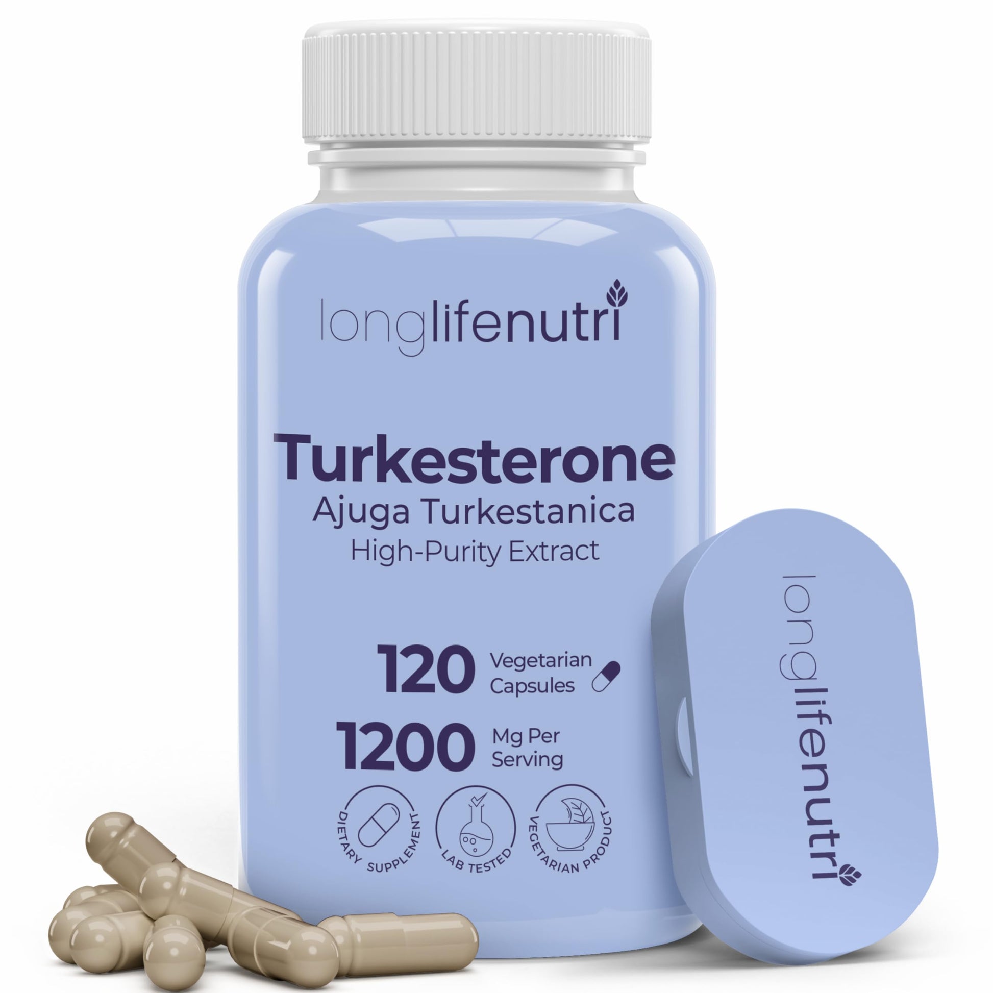 LongLifeNutri Turkesterone 1200mg – High Purity Ajuga Turkestanica for Strength, Recovery, & Muscle Growth, 120 Vegetarian Capsules