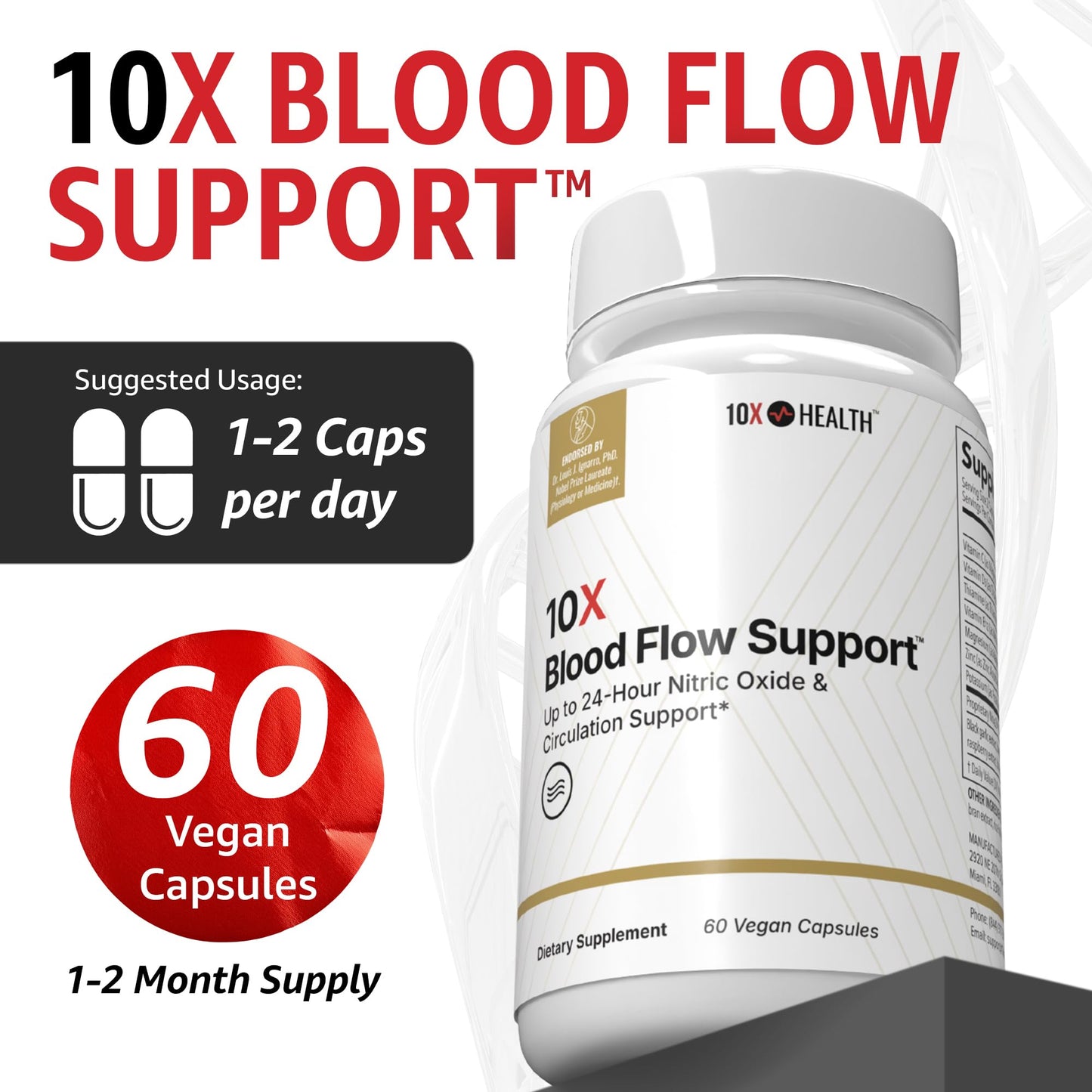 10X Health System Blood Flow Support Capsule 60 Count