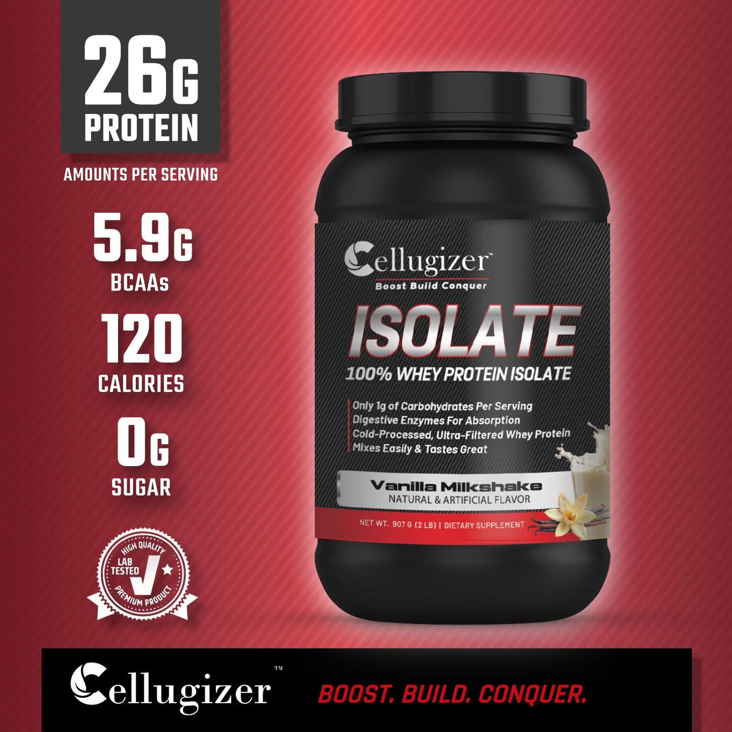 Cellugizer 100% Whey Isolate Powder, Vanilla, 32 Servings