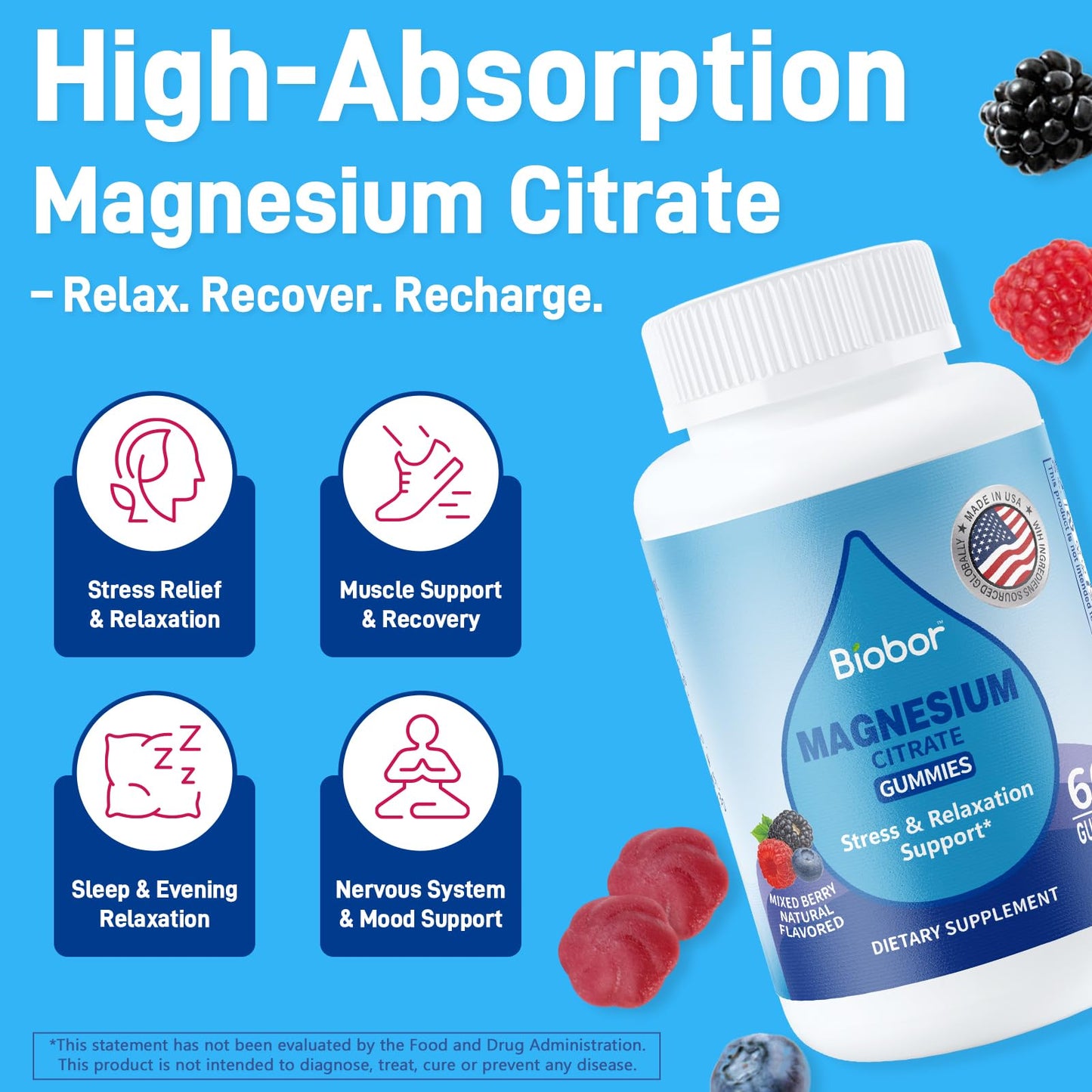 Biobor Magnesium Citrate Gummies 60 Count