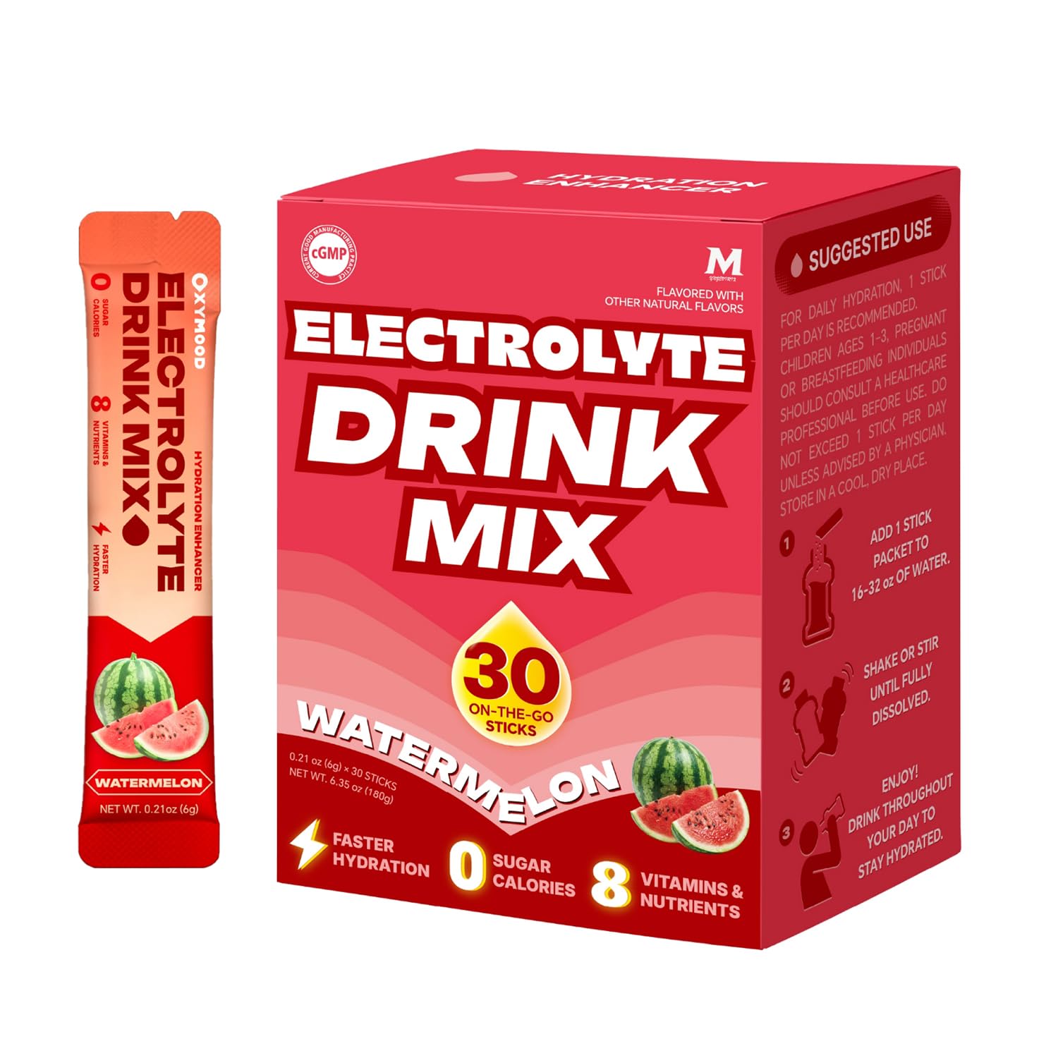 Mynzevirix Electrolyte Powder Packets Watermelon Flavor 30 Sticks