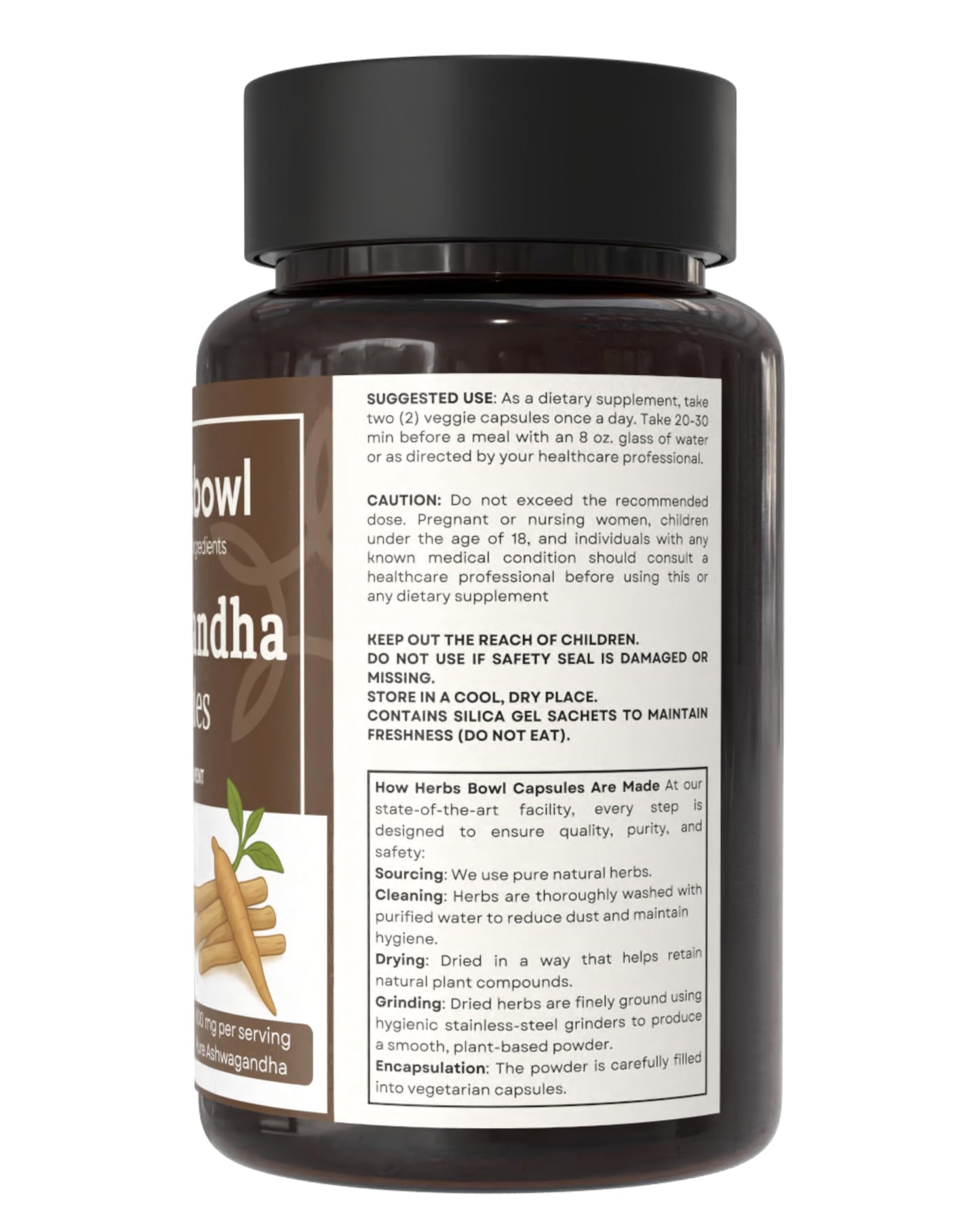 Herb'sbowl Ashwagandha Capsules, 60 Veggie Capsules