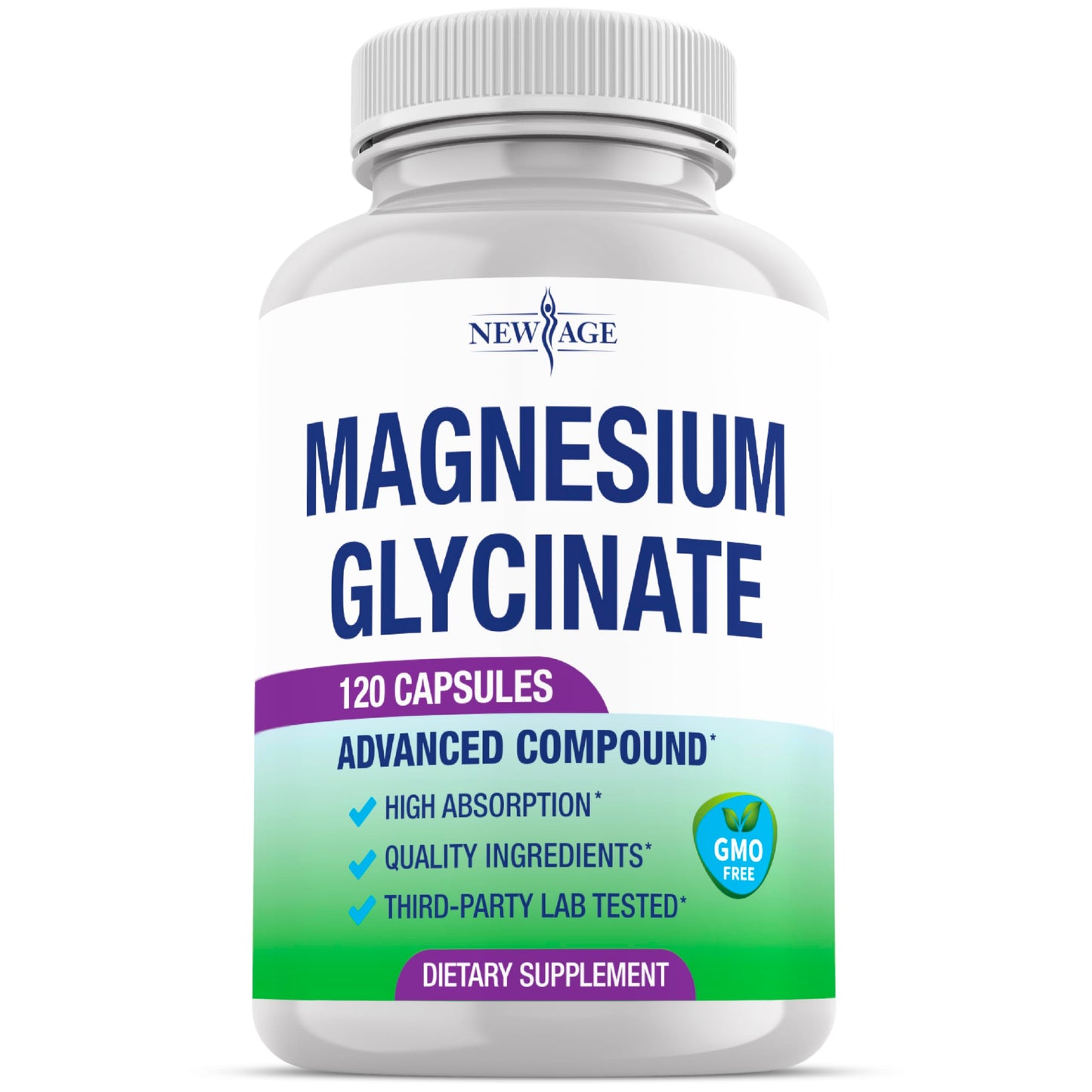 NEW AGE Magnesium Glycinate 500mg Capsule, 120 Vegan Capsules
