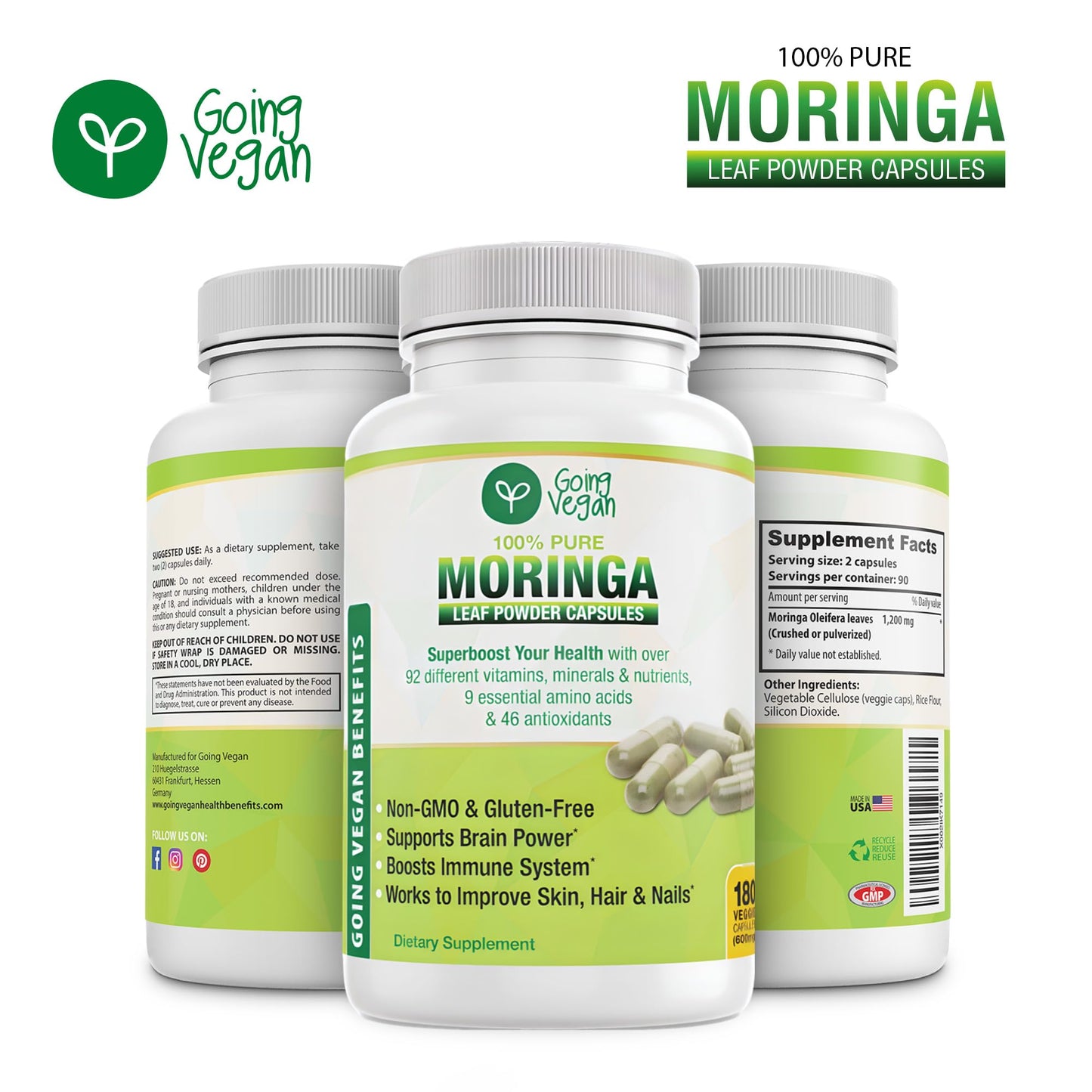 Going Vegan Moringa Capsules 180 Capsules