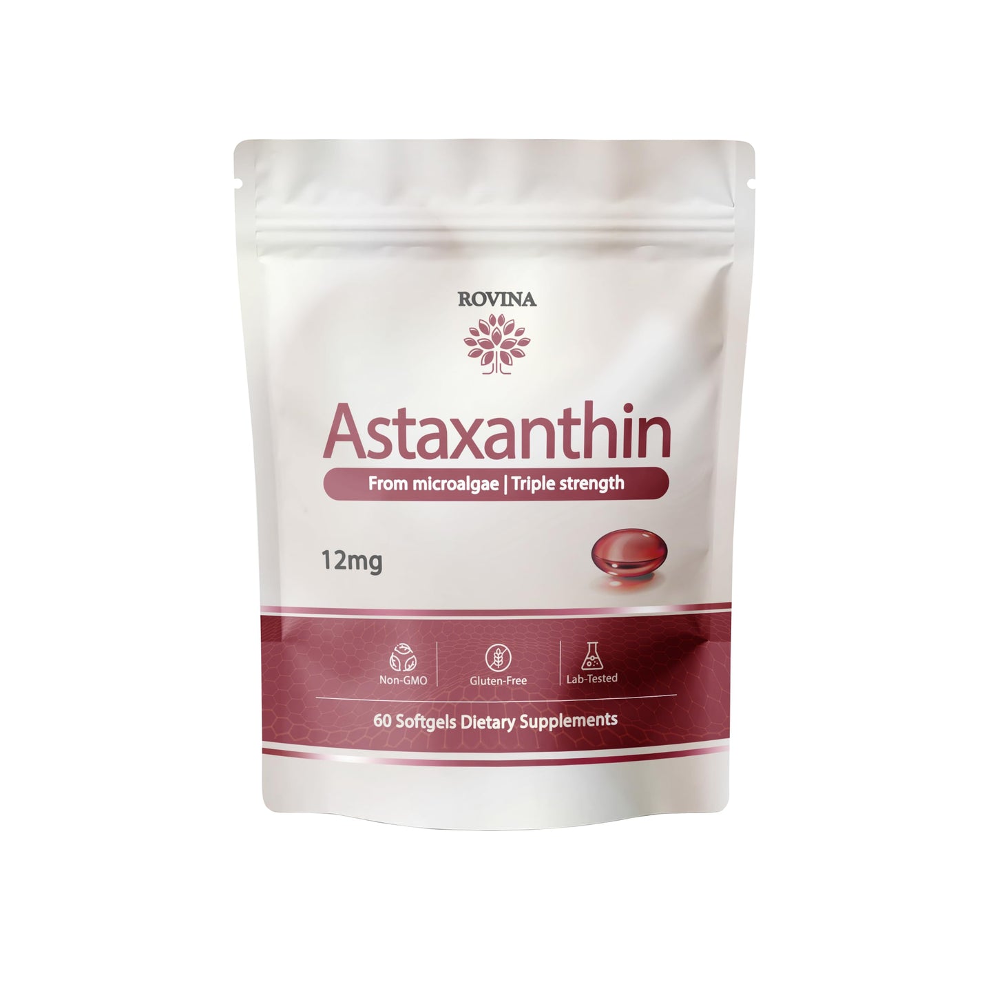 ROVINA Astaxanthin 12mg Softgels, 60 Softgels
