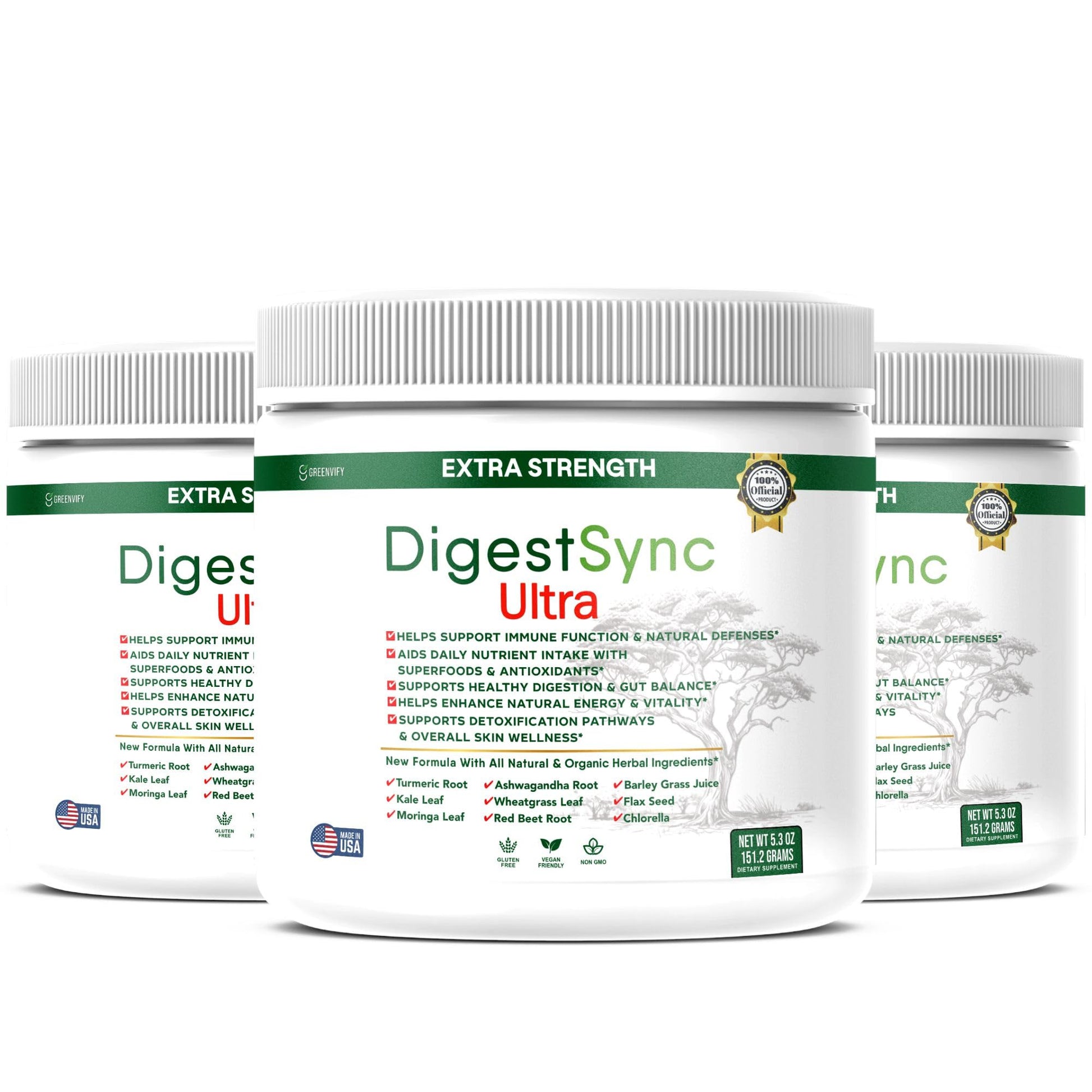GREENVIFY DigestSync Ultra Extra Strength Digestive Support Supplement with Organic Superfoods Capsules 180