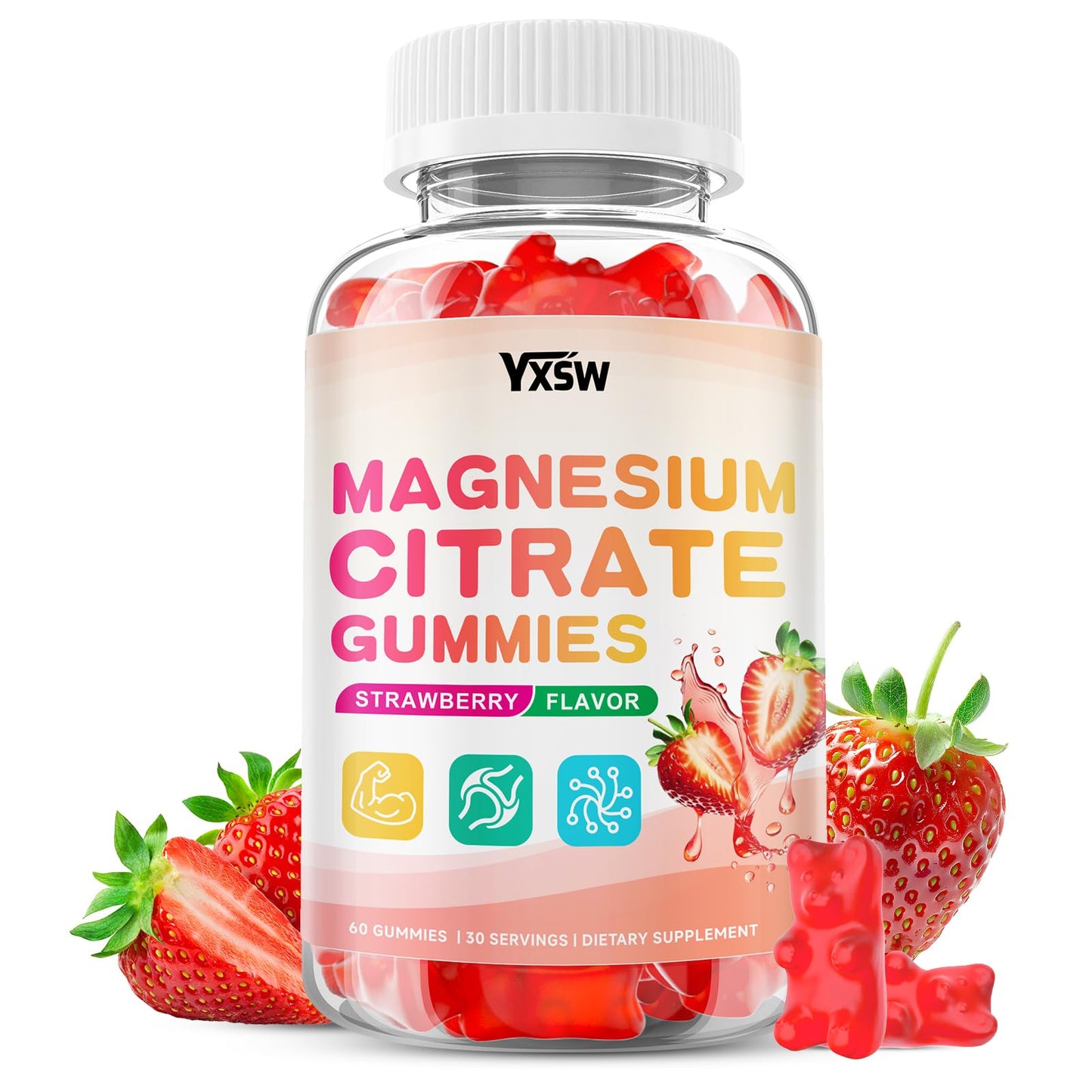YXSW Magnesium Citrate Gummies 600mg, 60 Count