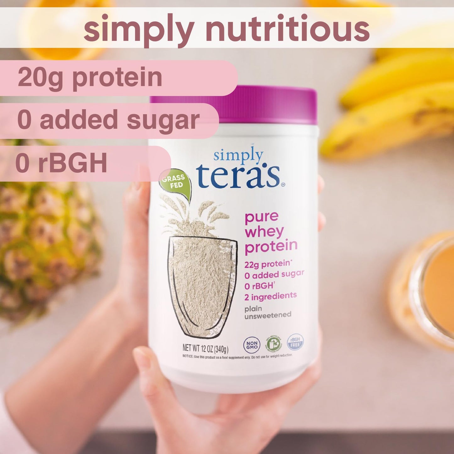 Simply Tera's Pure Whey Protein Powder 12 oz