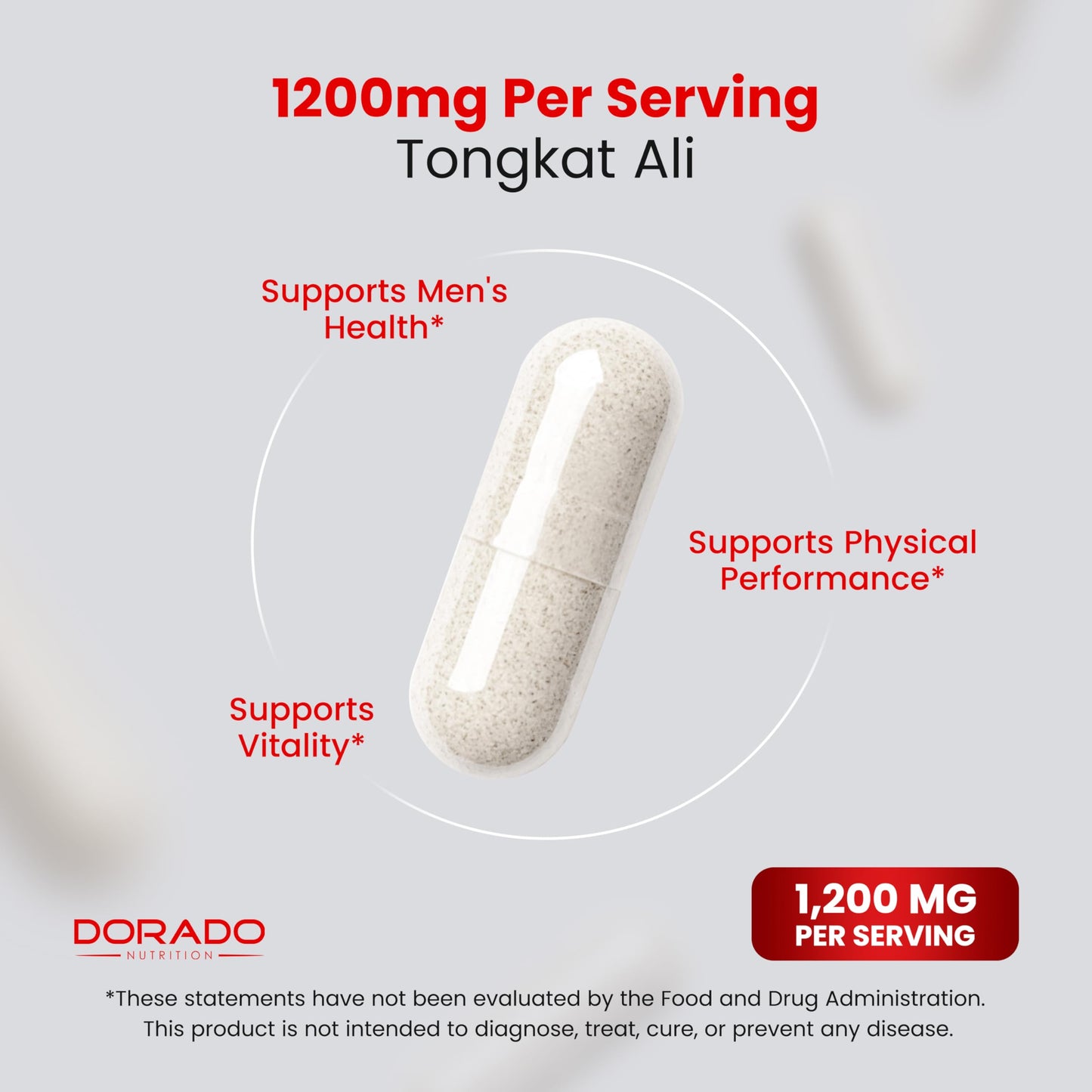 DORADO NUTRITION Tongkat Ali For Men (Longjack) Eurycoma Longifolia Extract 1200mg Per Serving, 120 Capsules