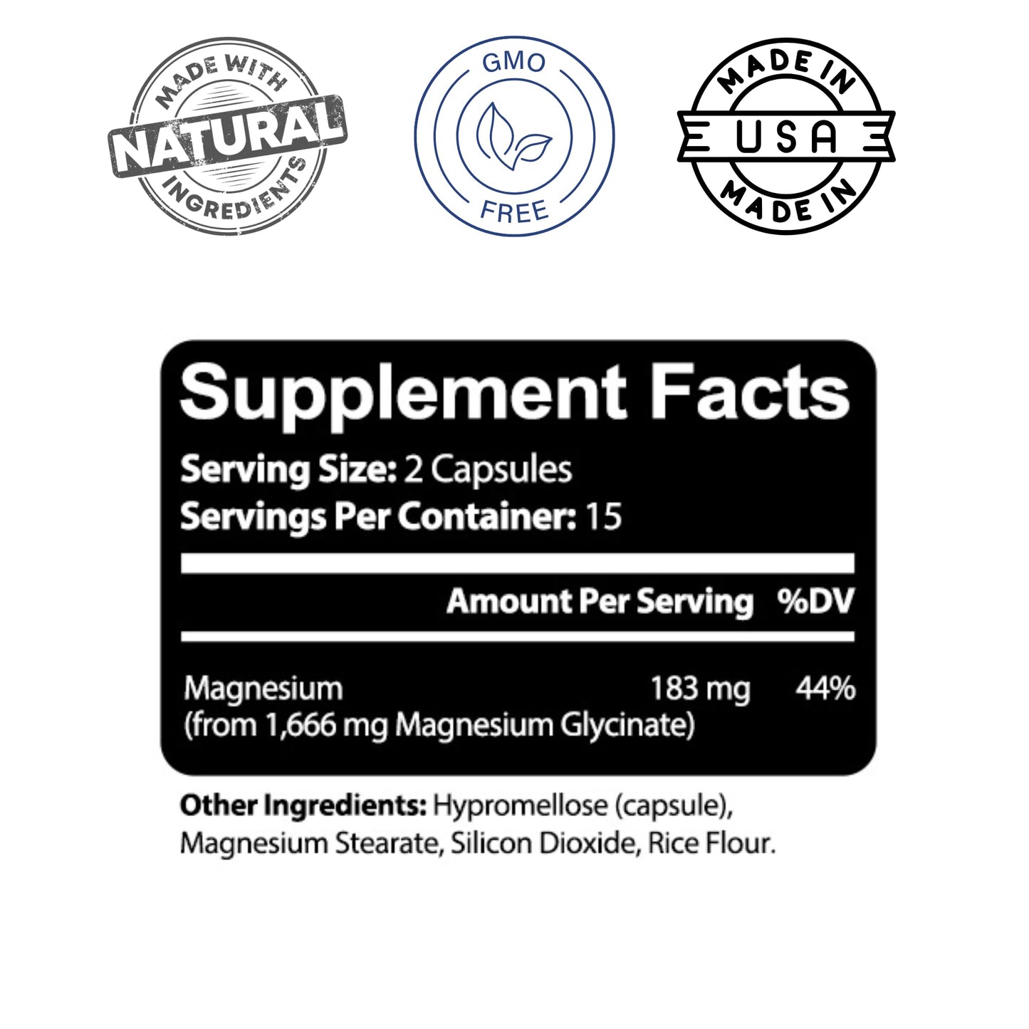 Kaya Naturals Magnesium Glycinate 183mg per Capsule, Chelated for Maximum Absorption, 30 Count