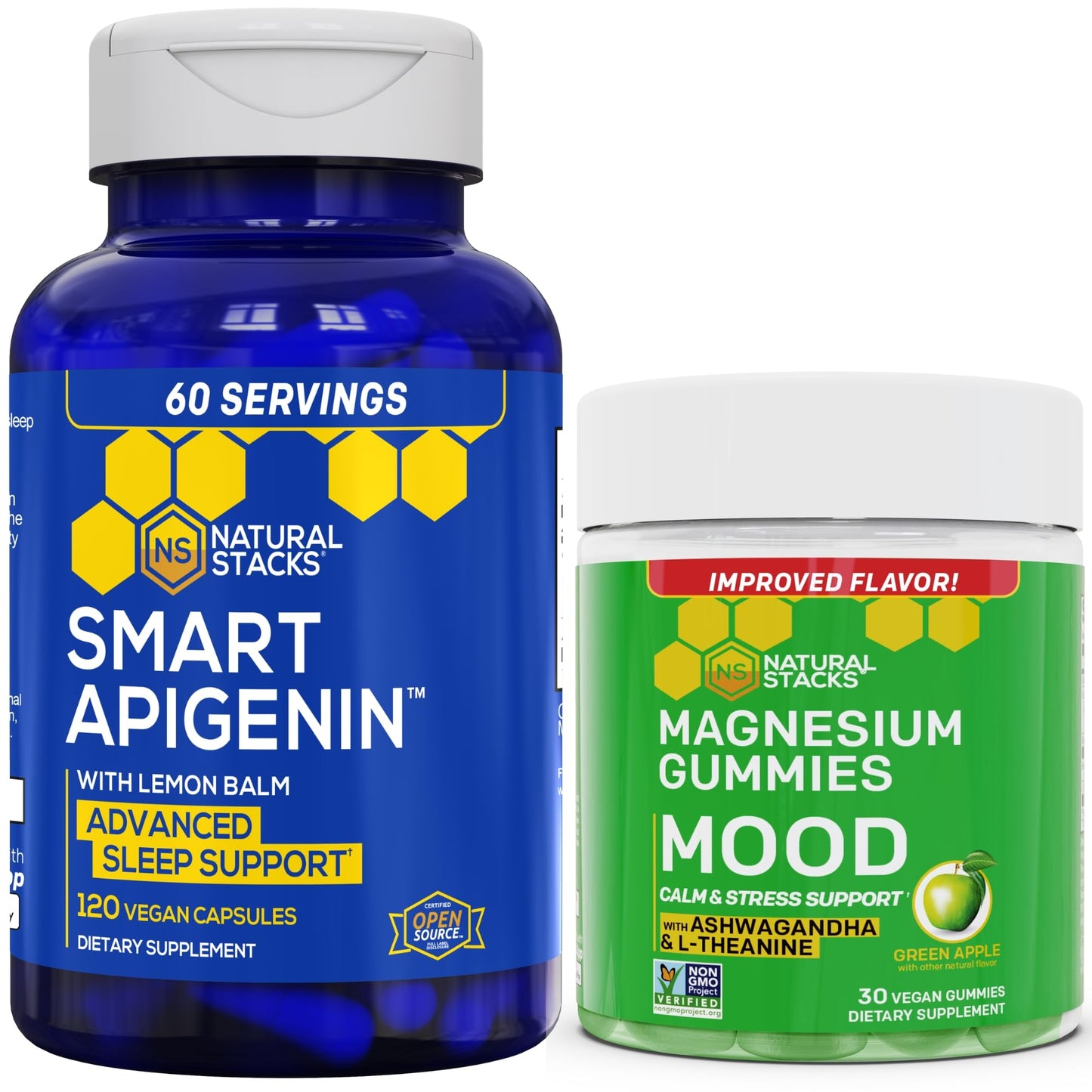 NATURAL STACKS Apigenin + Mood Magnesium Gummies Bundle - 150 Pieces
