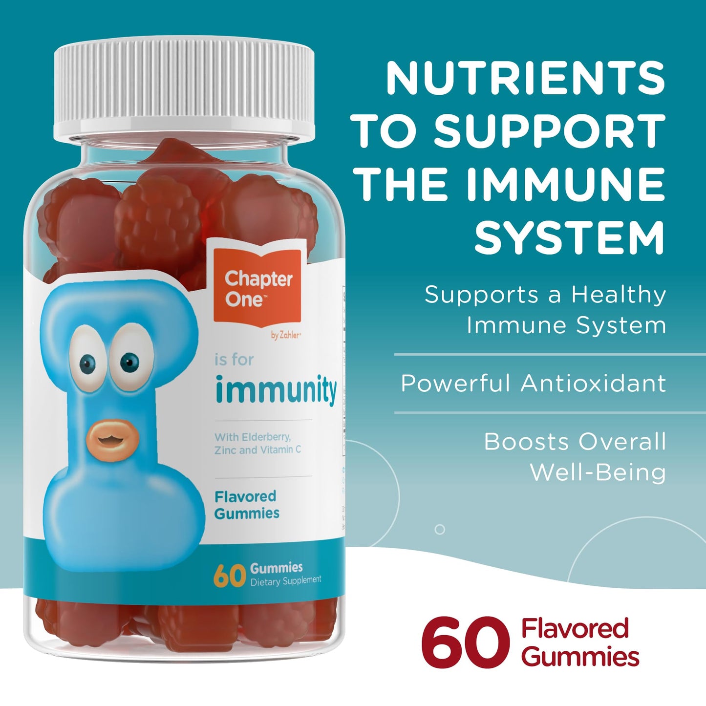 Zahler Chapter One Immune Support Gummies with Vitamin C, Zinc & Black Elderberry for Kids & Adults, 60 Count
