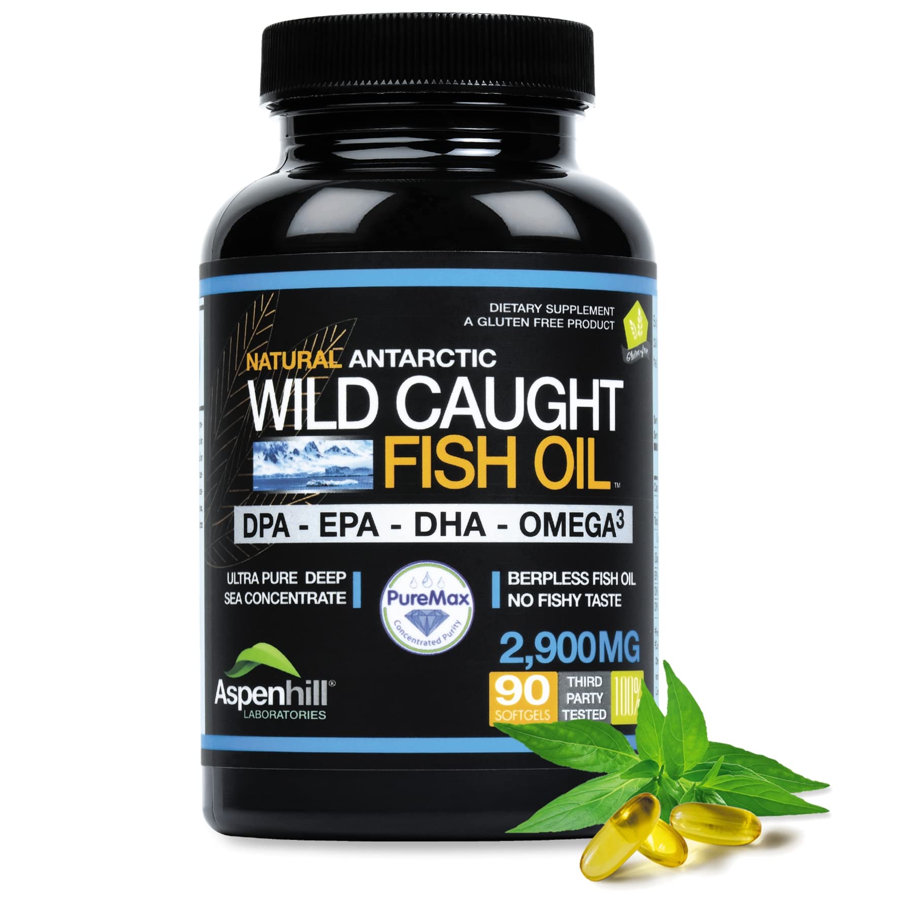 Aspen Hill Laboratories Wild Caught Omega Fish Oil 2900 mg SoftGels, 60-count