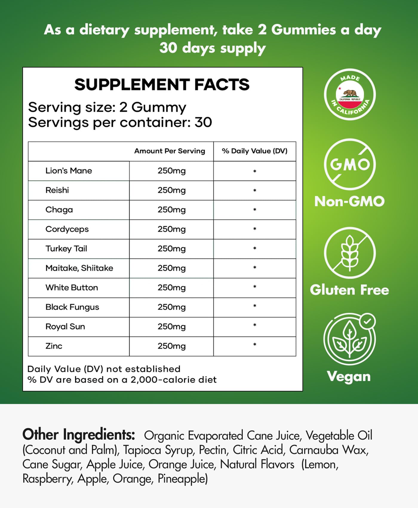 BIO VITALICA Mushroom Gummies 180 Gummies