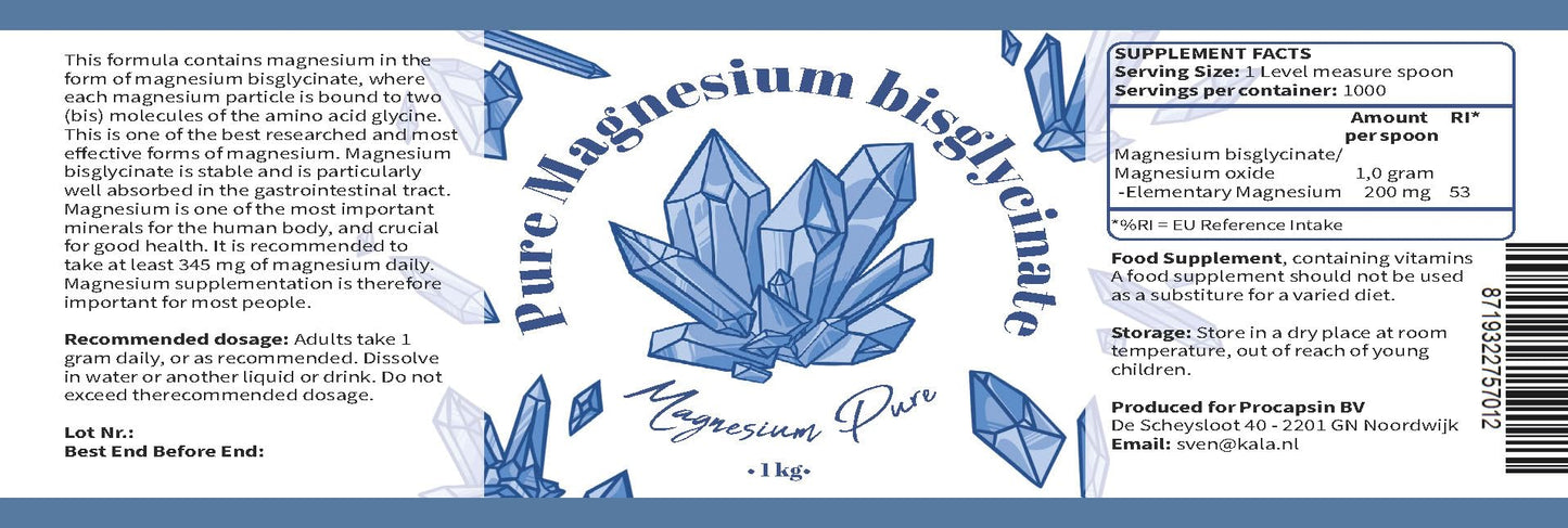 Procapsin Pure Magnesium Bisglycinate Powder, 1 Ounce