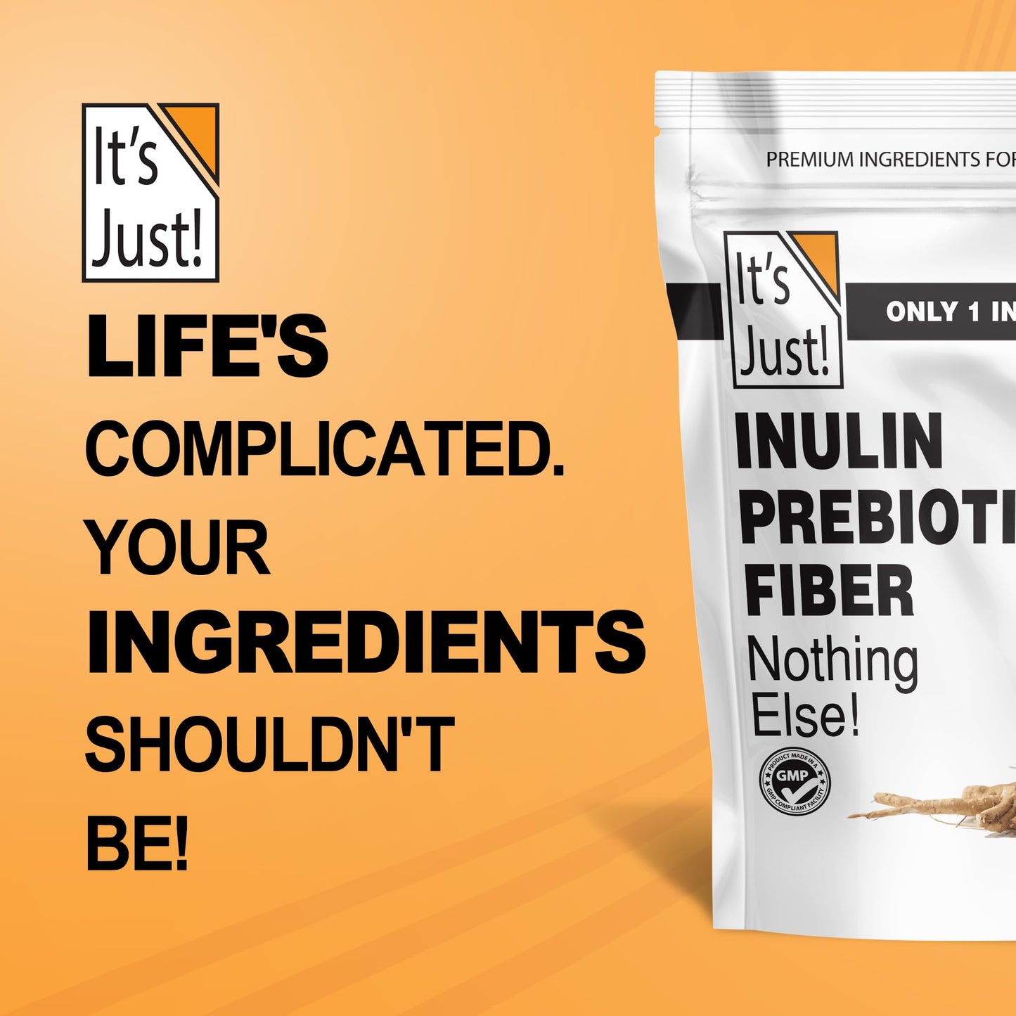 It's Just! Inulin Prebiotic Fiber Powder, Water-Soluble Chicory Root Powder, 11