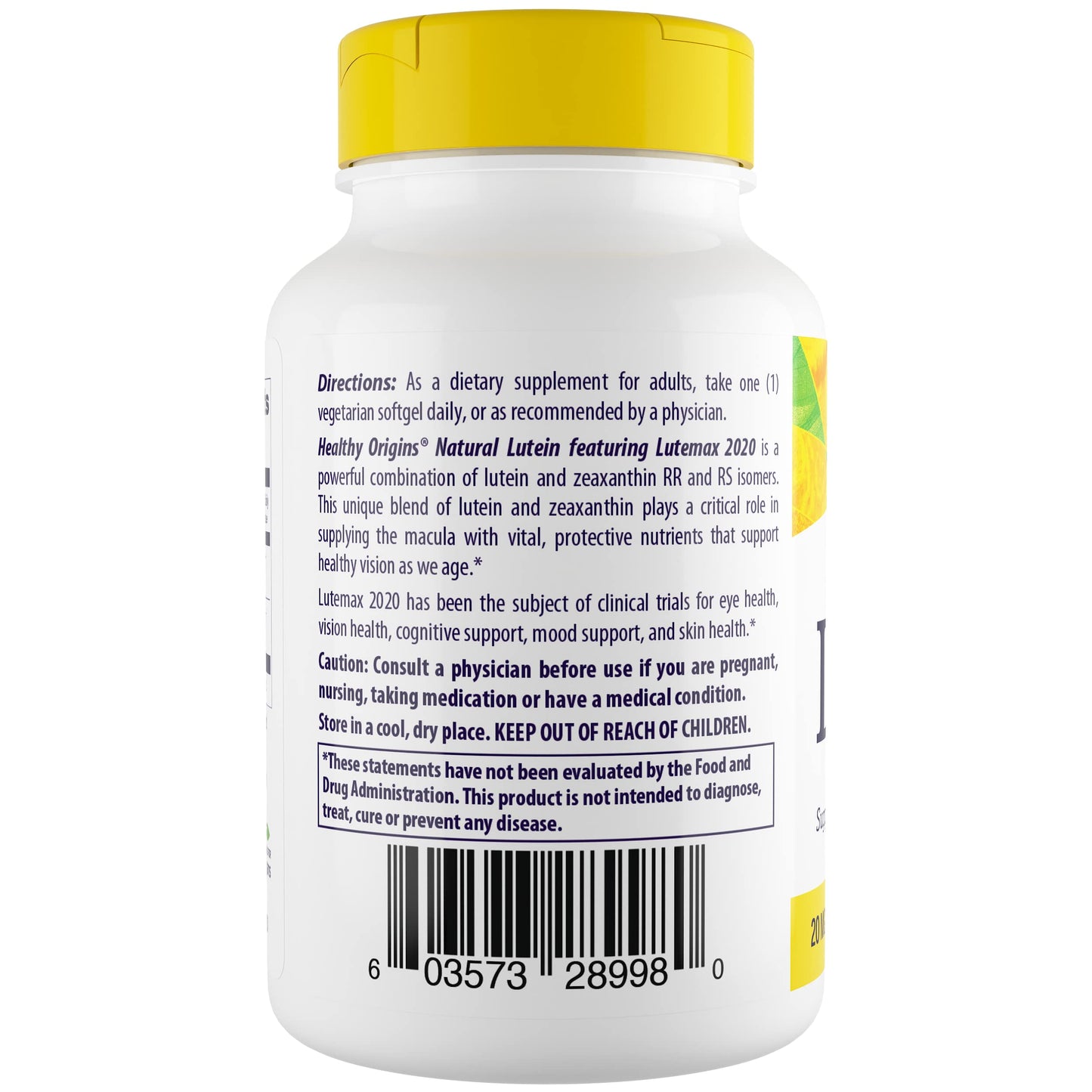 Healthy Origins Lutein 20 mg Lutemax 2020 with Zeaxanthin Eye Support Softgels, 180 Count
