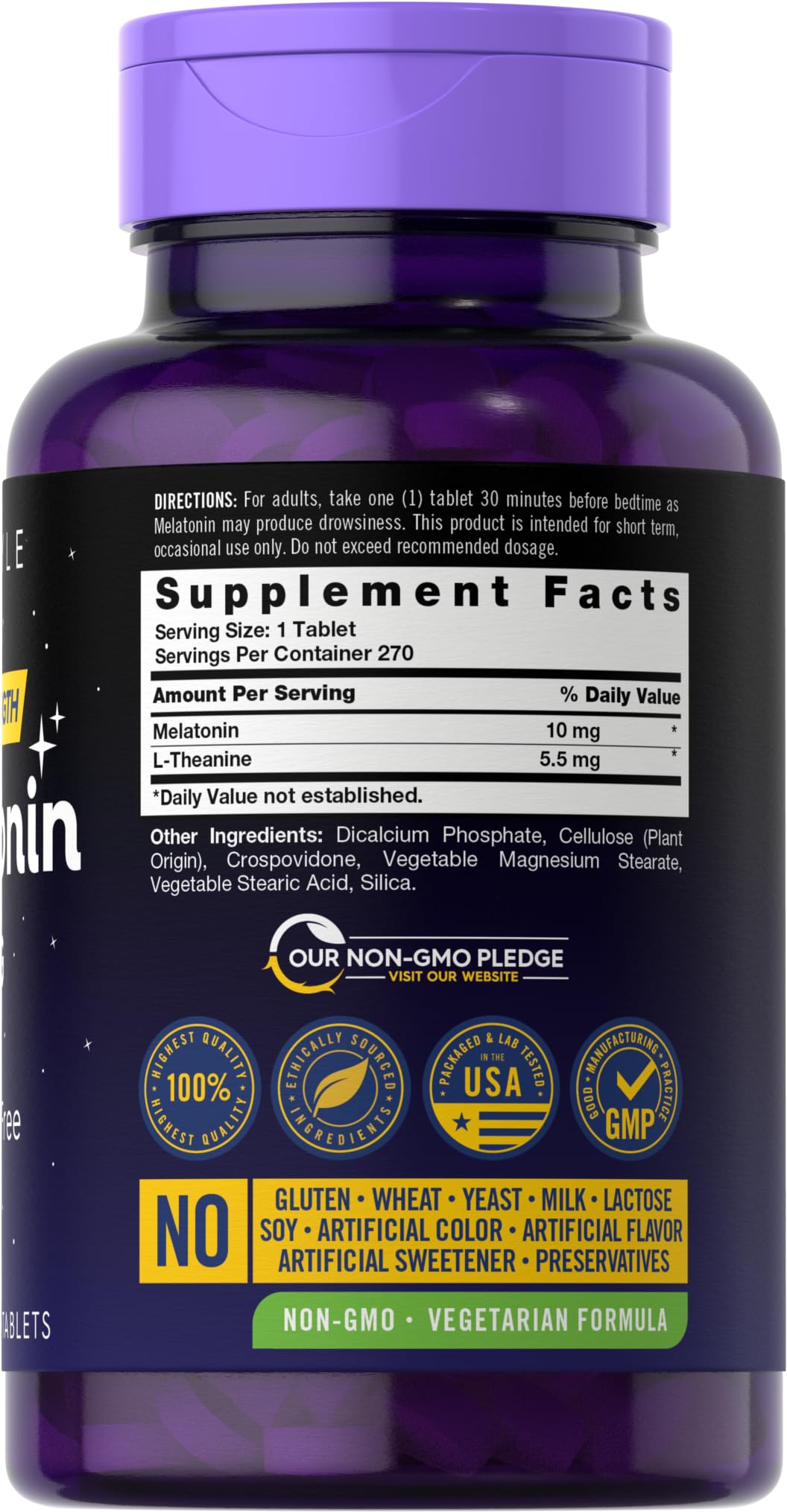 Carlyle Melatonin 10mg with L-Theanine Tablet, 270 Tablets