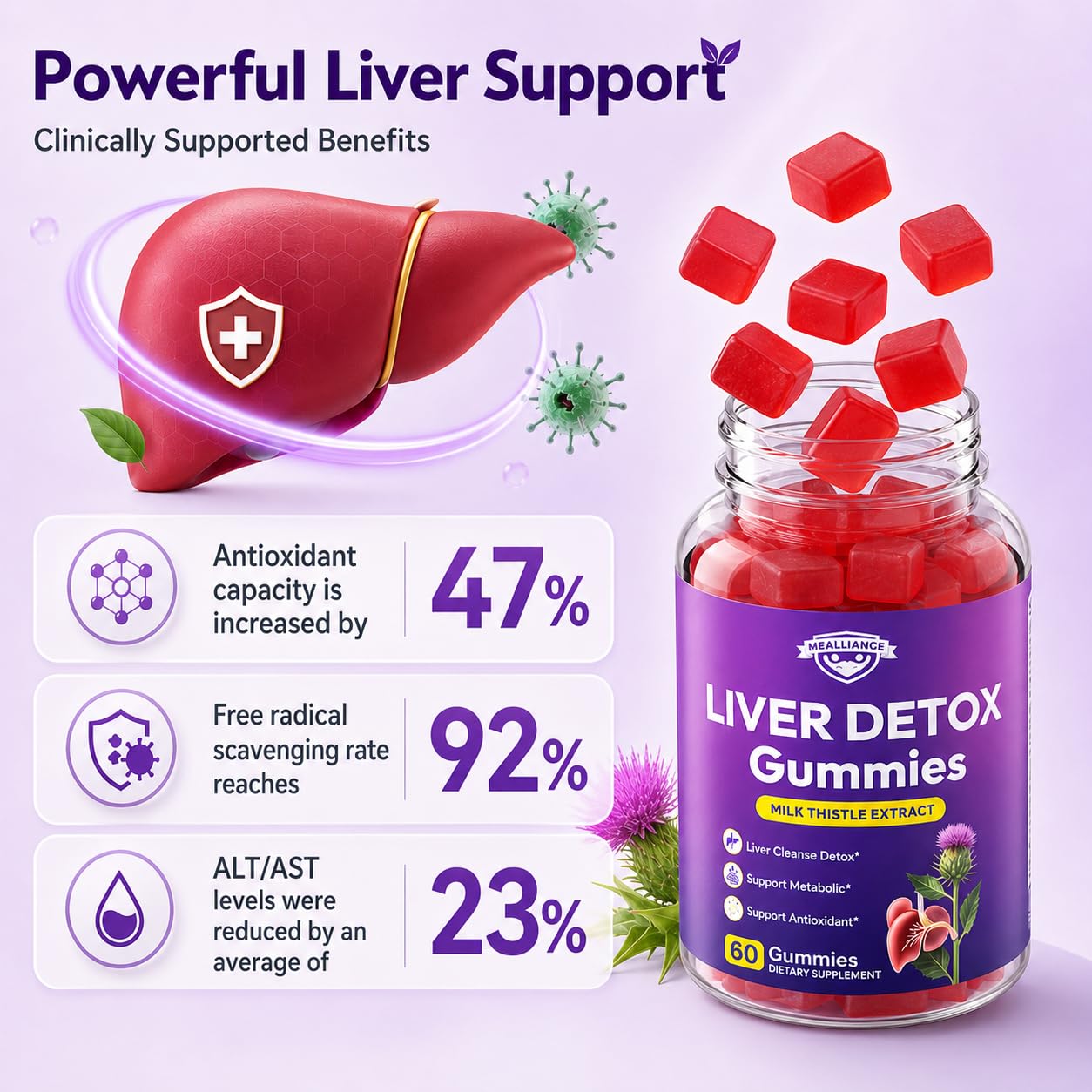 Healliance Liver Cleanse Detox & Repair Gummies, 60 Count